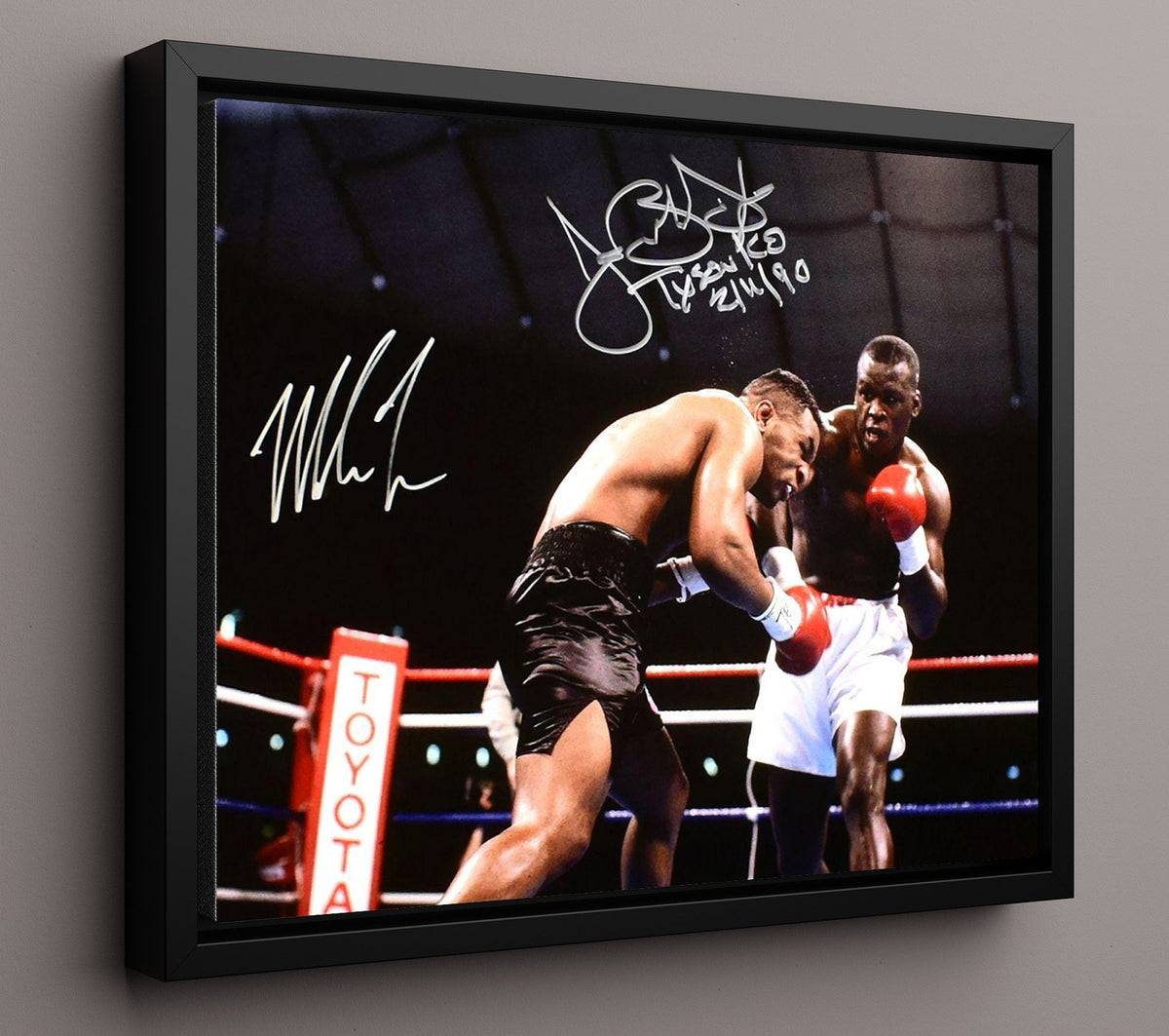 Mike Tyson and Buster Douglas - Shock the World 16x20 Framed Canvas – Boxing Canvas Wall Art