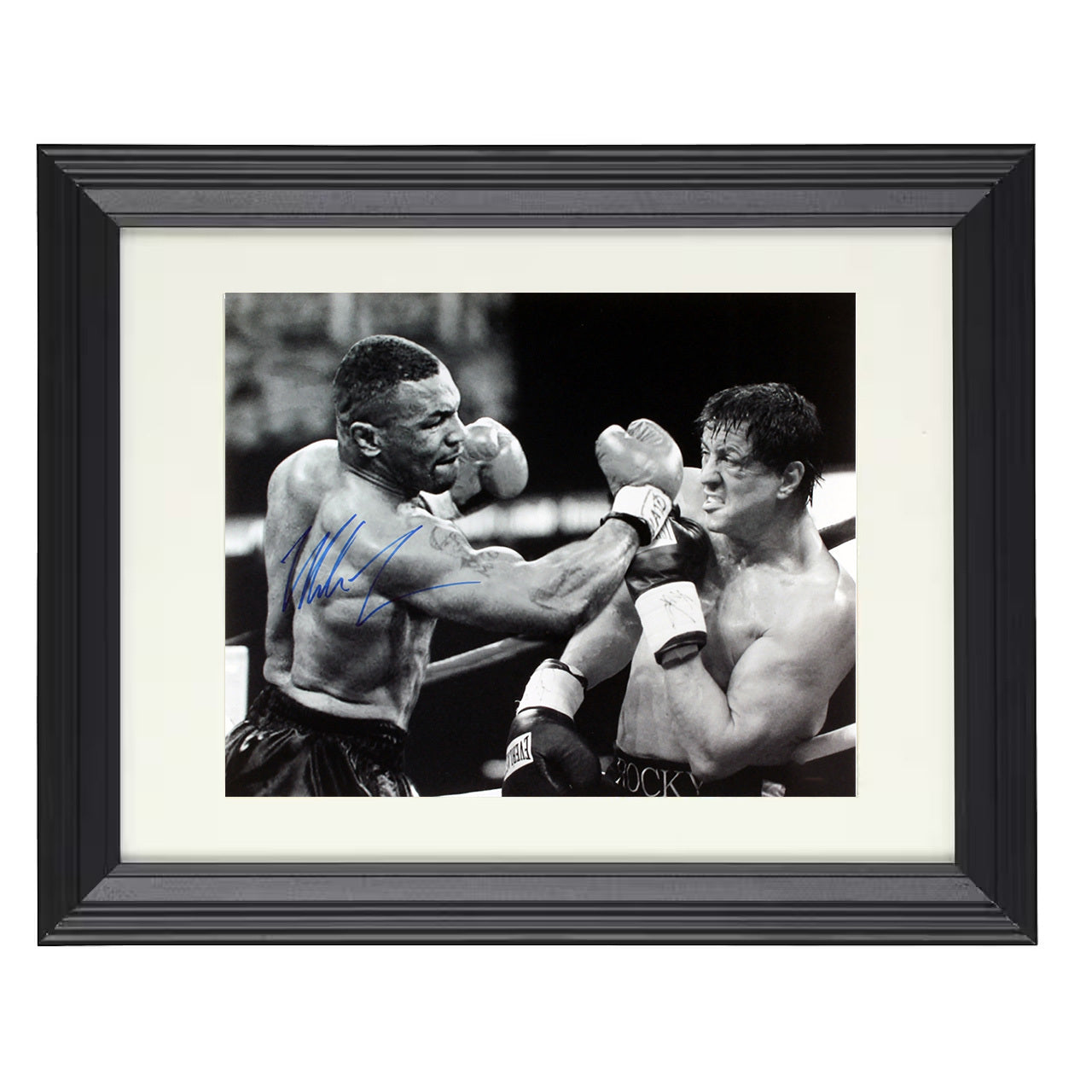 Mike Tyson and Rocky Balboa - Fantasy Fight Night 8x10 black framed boxing print