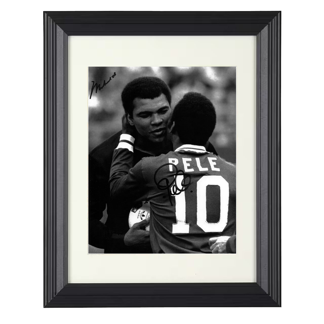 Muhammad Ali and Pele - The Greatest Meets The King 8x10 black framed boxing print