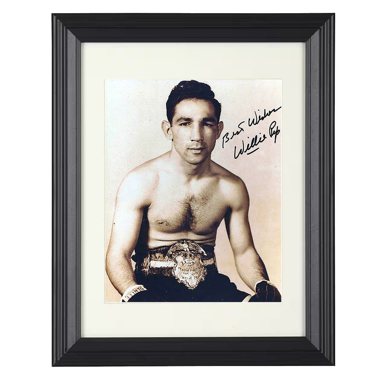 Willie Pep - Featherweight Champion 8x10 black framed boxing print