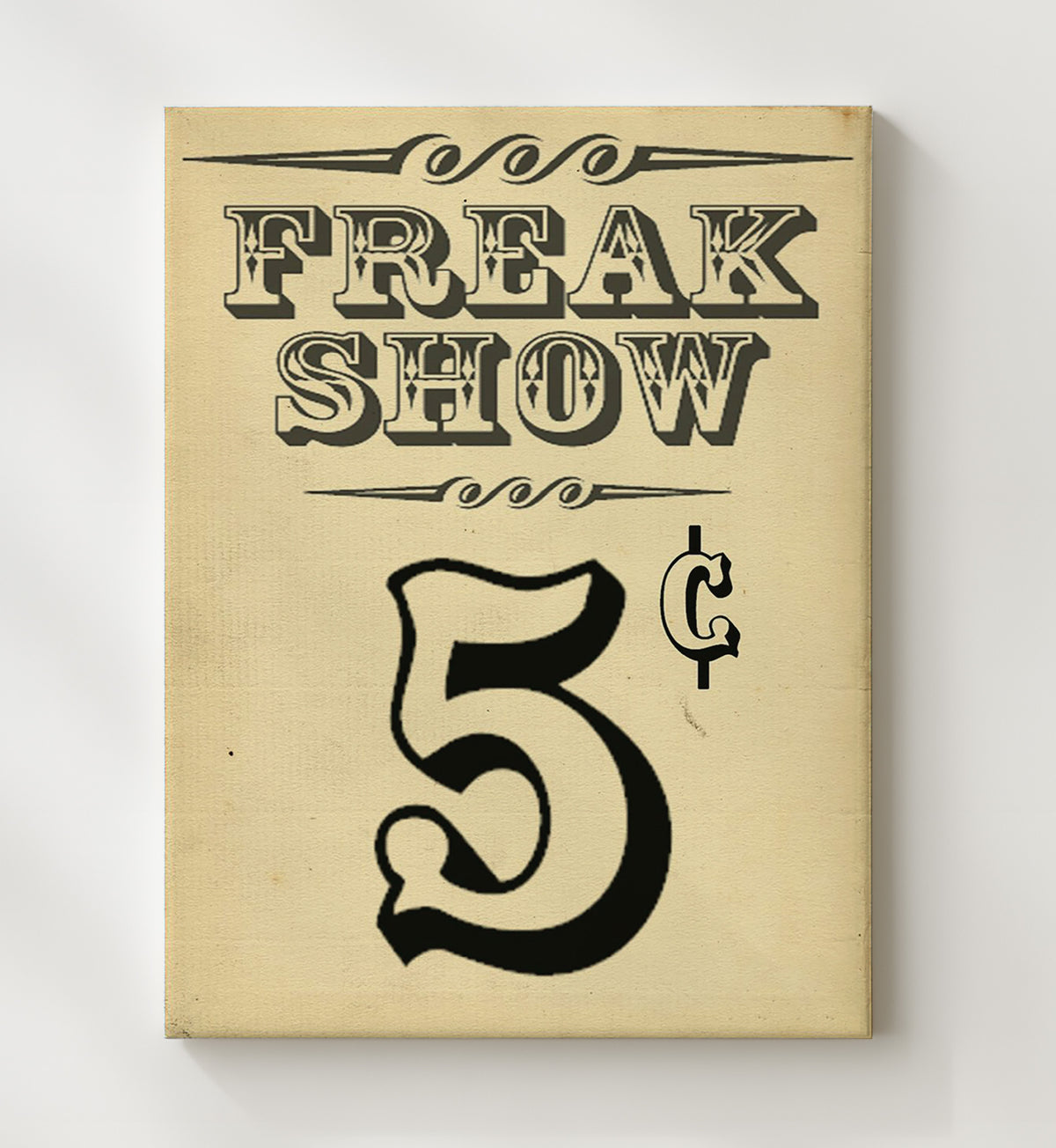 Freak Show - 5¢ Admission - Vintage Carnival - 20x24 Canvas
