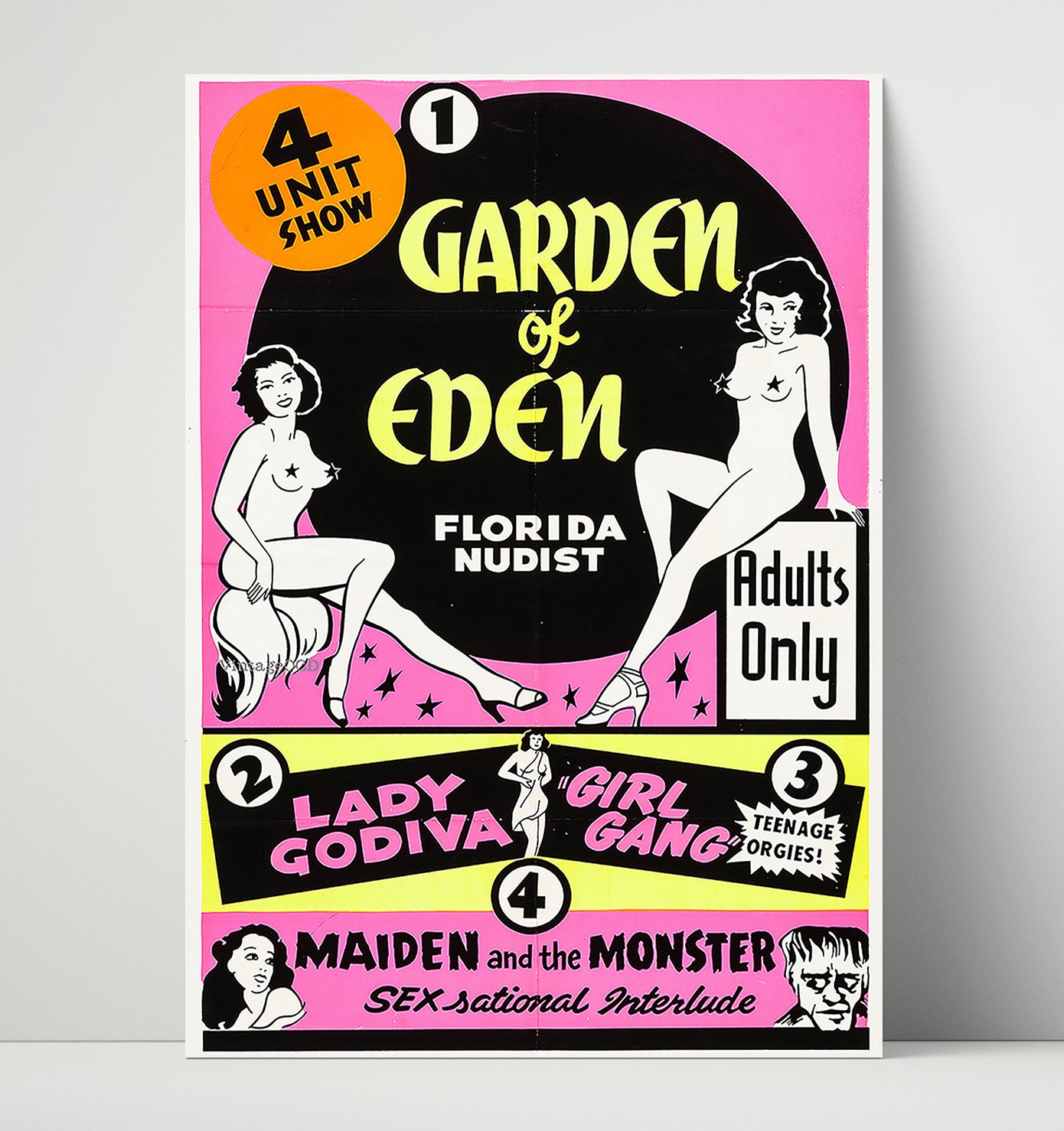 Garden of Eden Adults Only Show 16x20 Unframed Print wall art print – Burlesque Poster decor