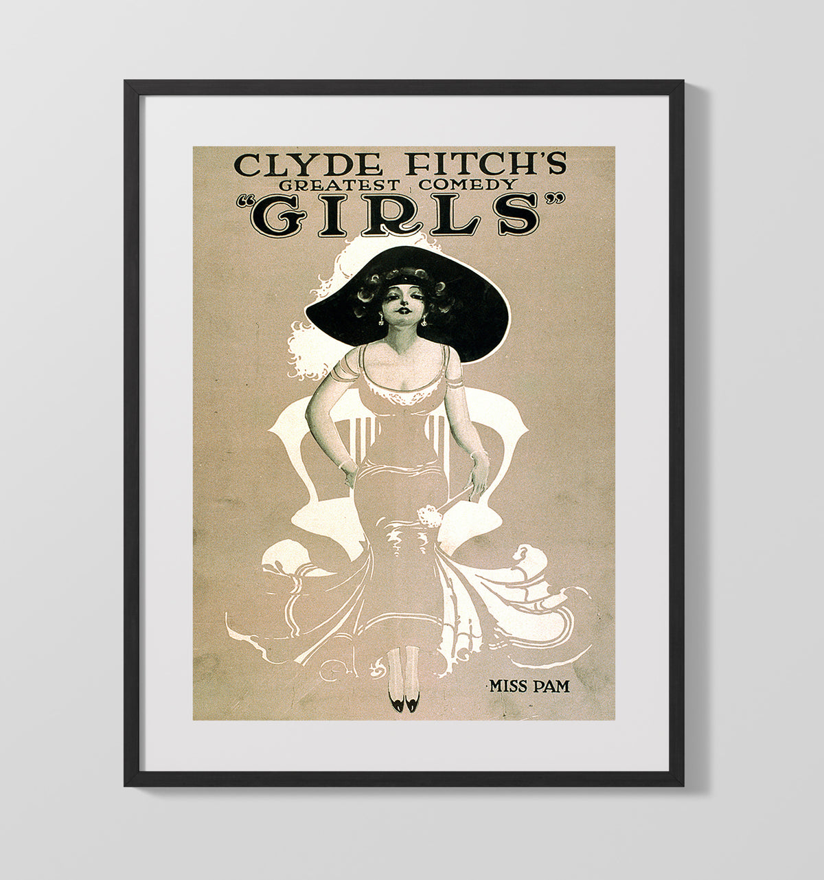 Girls by Clyde Fitch Comedy - Unframed Print vintage burlesque poster wall art