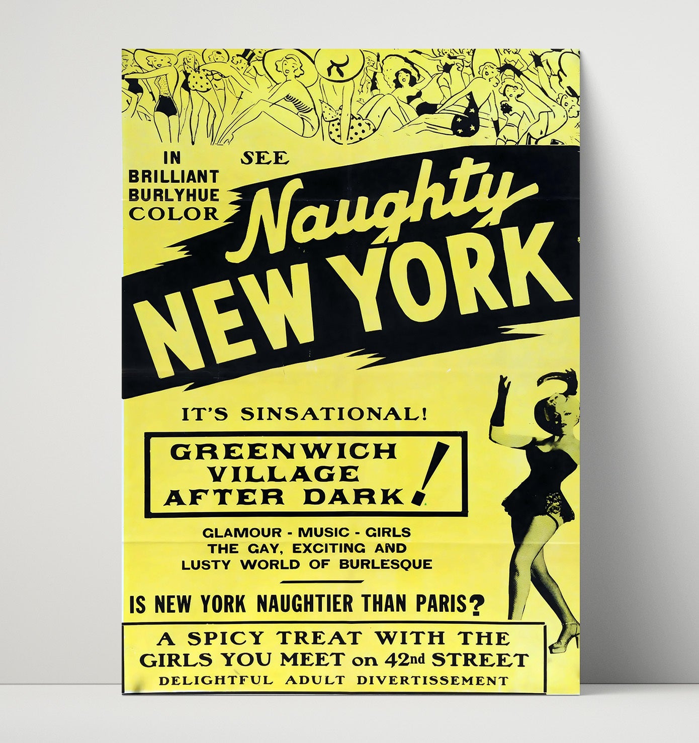 Naughty New York Greenwich Village After Dark 16x20 Unframed Print wall art print – Burlesque Poster decor