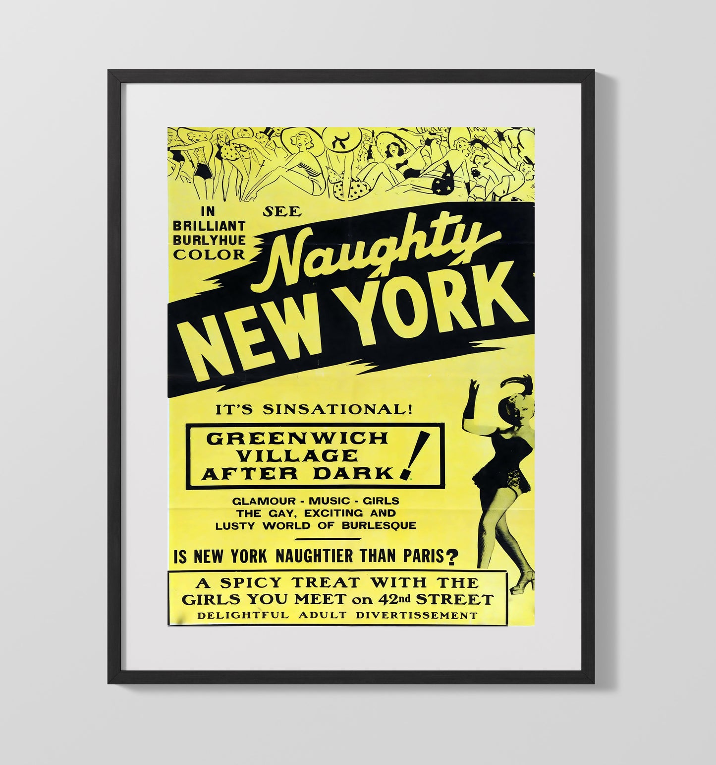 Naughty New York - Greenwich Village After Dark - Unframed Print vintage burlesque poster wall art