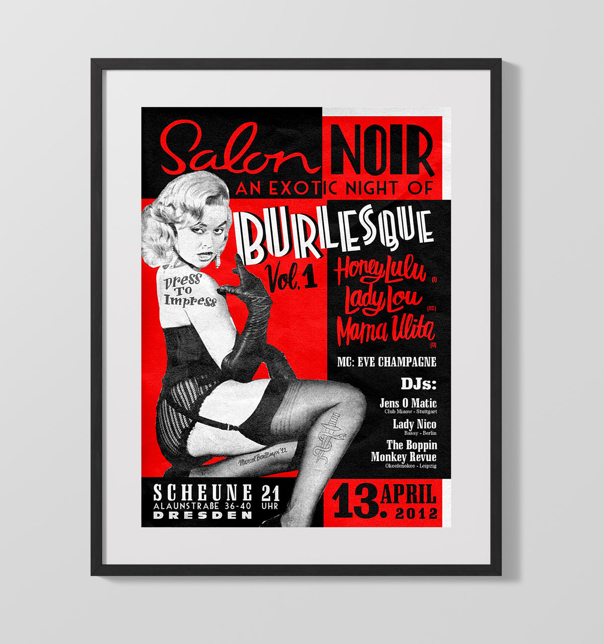 Salon Noir - Exotic Night - Unframed Print vintage burlesque poster wall art