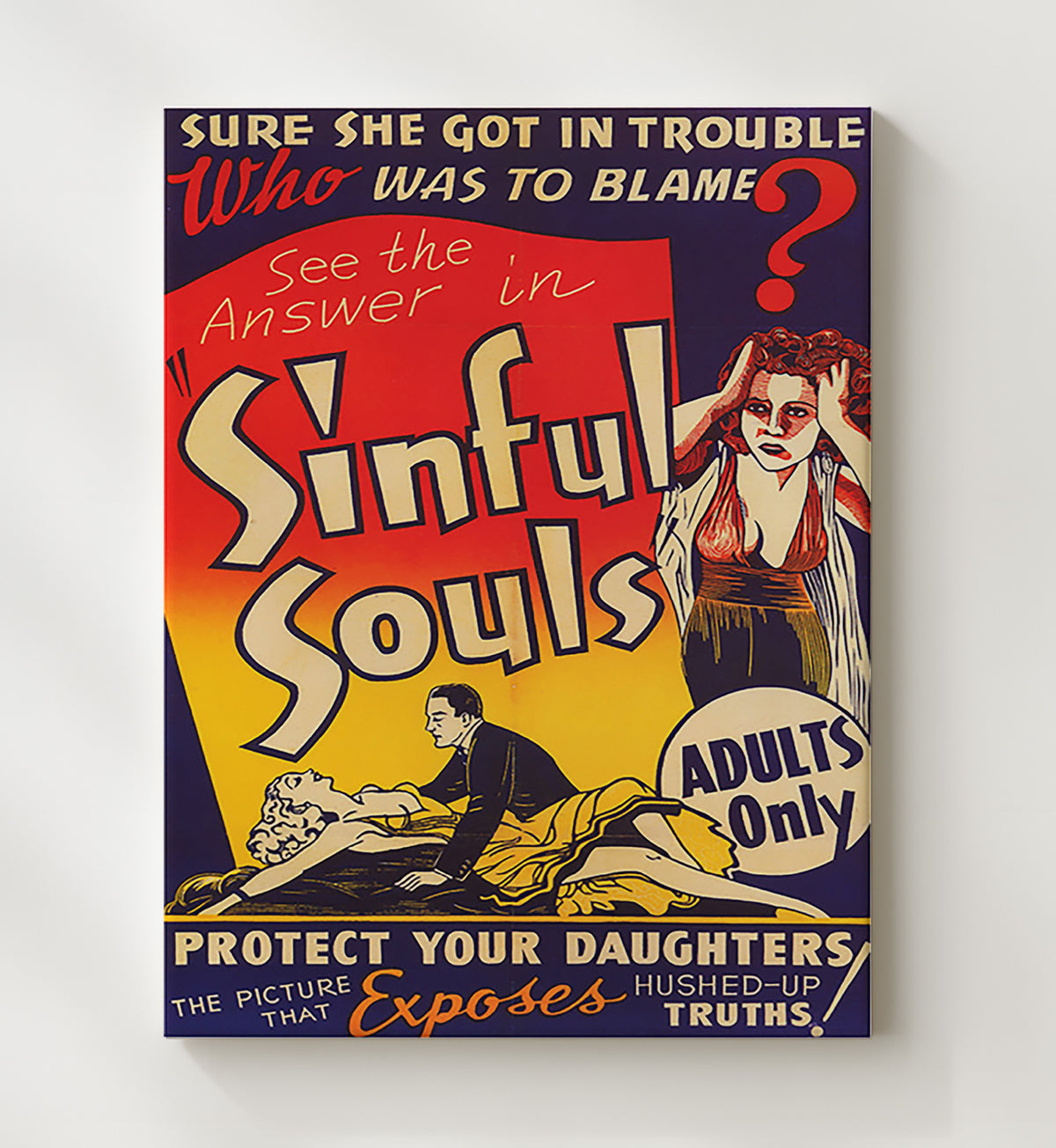 Sinful Souls Adults-Only Show - Vintage Burlesque - 20x24 Canvas