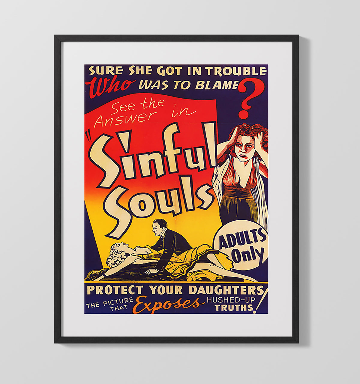 Sinful Souls Adults-Only Show - Unframed Print vintage burlesque poster wall art