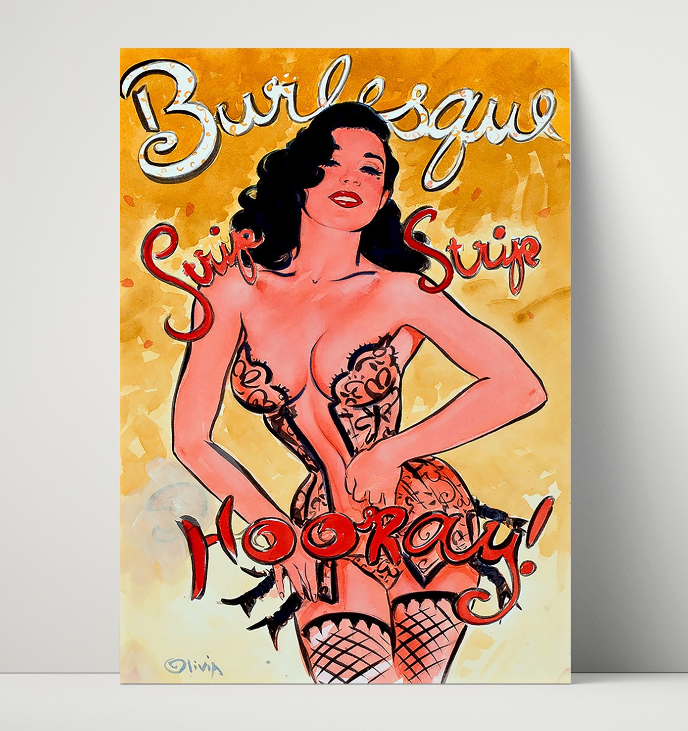 Strip Hooray Olivia 16x20 Unframed Print wall art print – Burlesque Poster decor