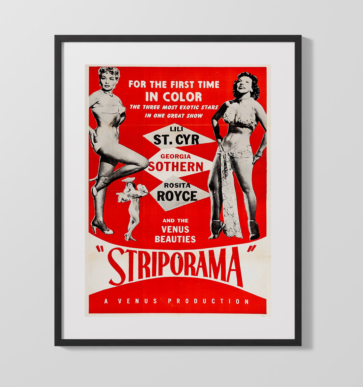 Striporama - Venus Beauties - Unframed Print vintage burlesque poster wall art