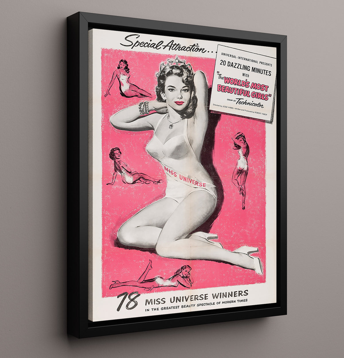 The World's Most Beautiful Girls - Miss Universe - Burlesque - 16x20 Framed Canvas