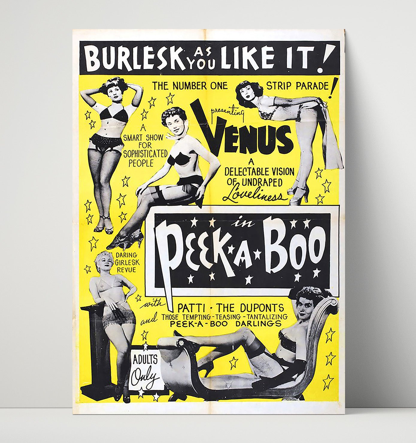 Venus in Peek A Boo Strip Parade 16x20 Unframed Print wall art print – Burlesque Poster decor