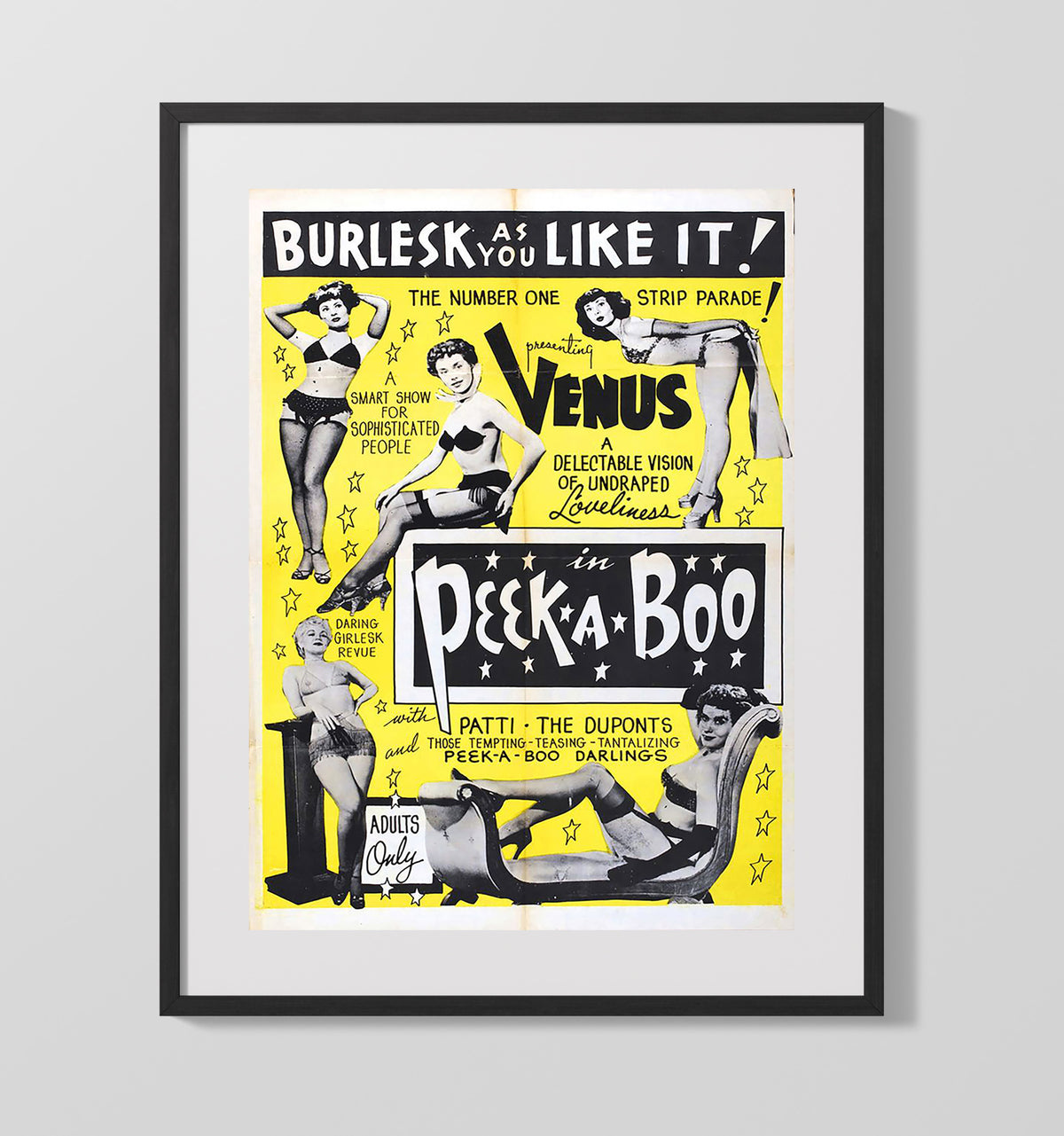 Venus in Peek-a-Boo Strip Parade - Unframed Print vintage burlesque poster wall art