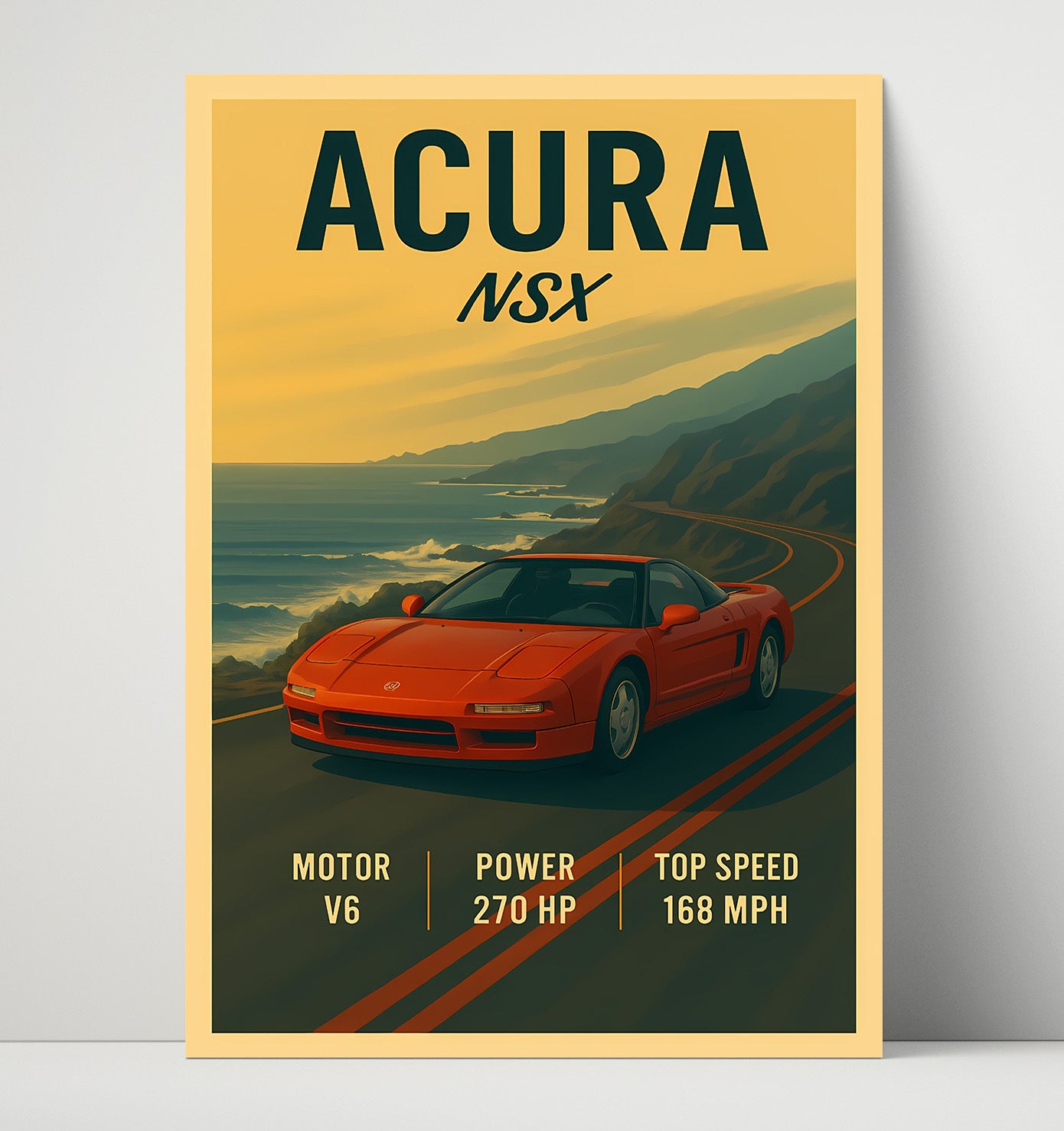 Acura NSX Classic V6 Coupe Vintage 16x20 Unframed Print automotive wall art print – Automotive Wall Art decor