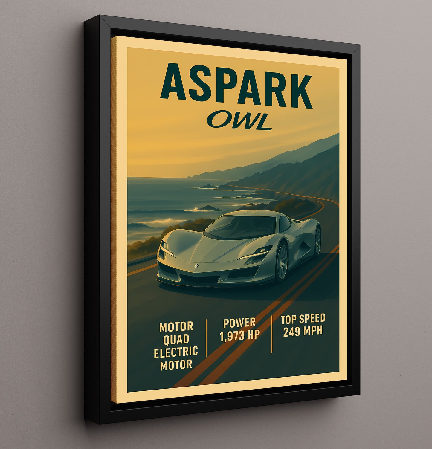 Aspark Owl Electric Hypercar Monster 20x24 Canvas vintage automotive wall art