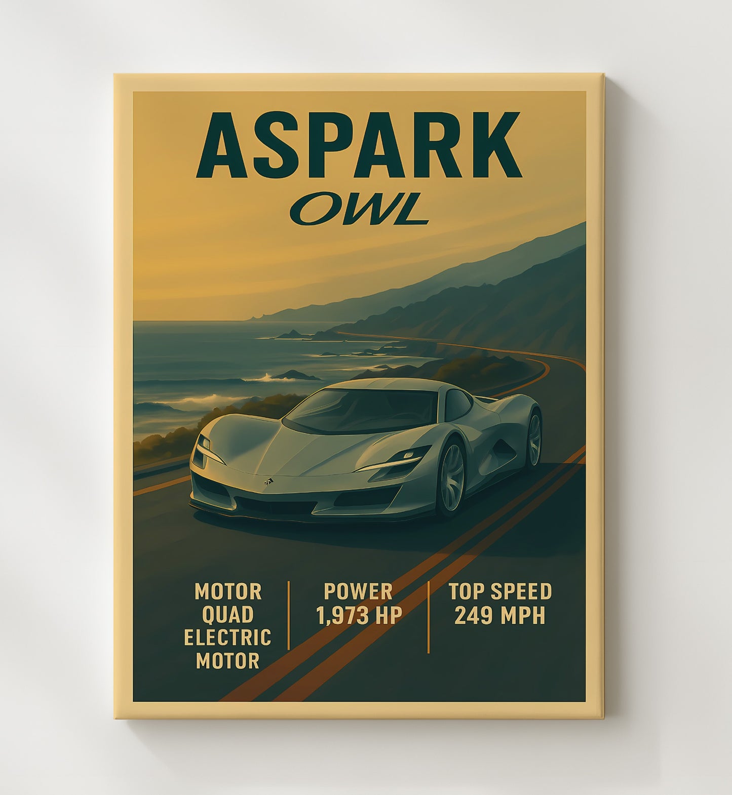 Aspark Owl Electric Hypercar Monster 16x20 Gallery Frame vintage automotive wall art