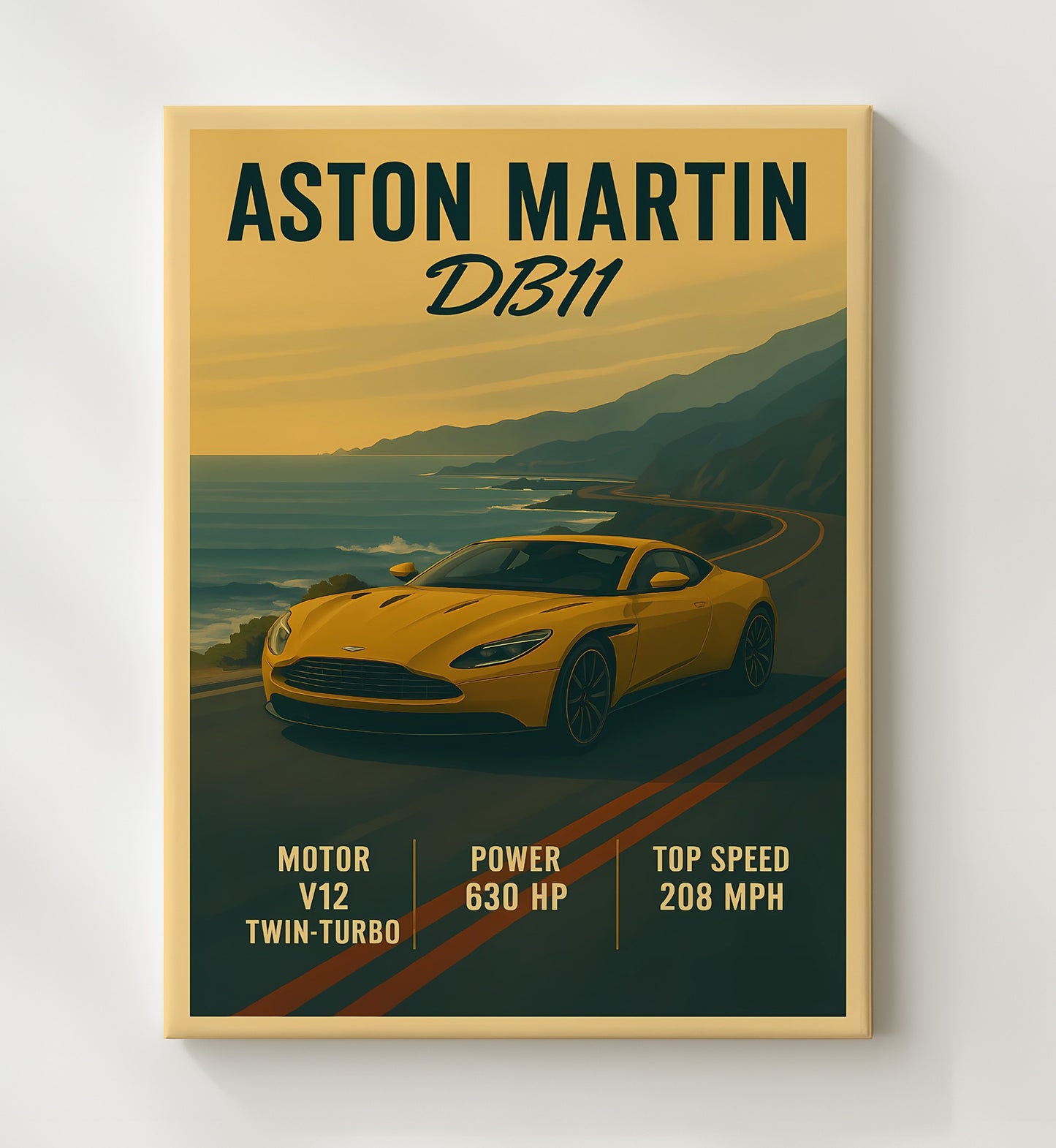 Aston Martin DB11 Grand Touring V12 16x20 Gallery Frame vintage automotive wall art