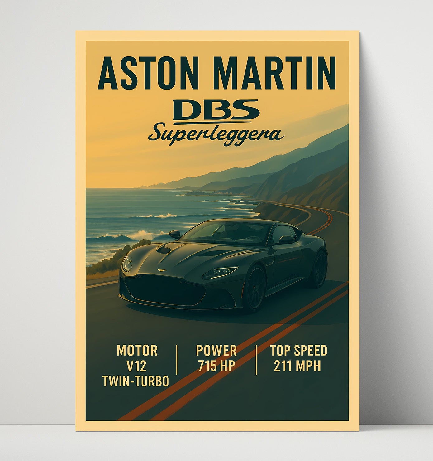 Aston Martin DBS Superleggera V12 Grand Tourer Vintage 16x20 Unframed Print automotive wall art print – Automotive Wall Art decor