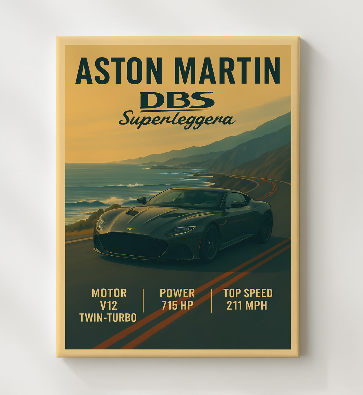 Aston Martin DBS Superleggera V12 Grand Tourer 16x20 Gallery Frame vintage automotive wall art