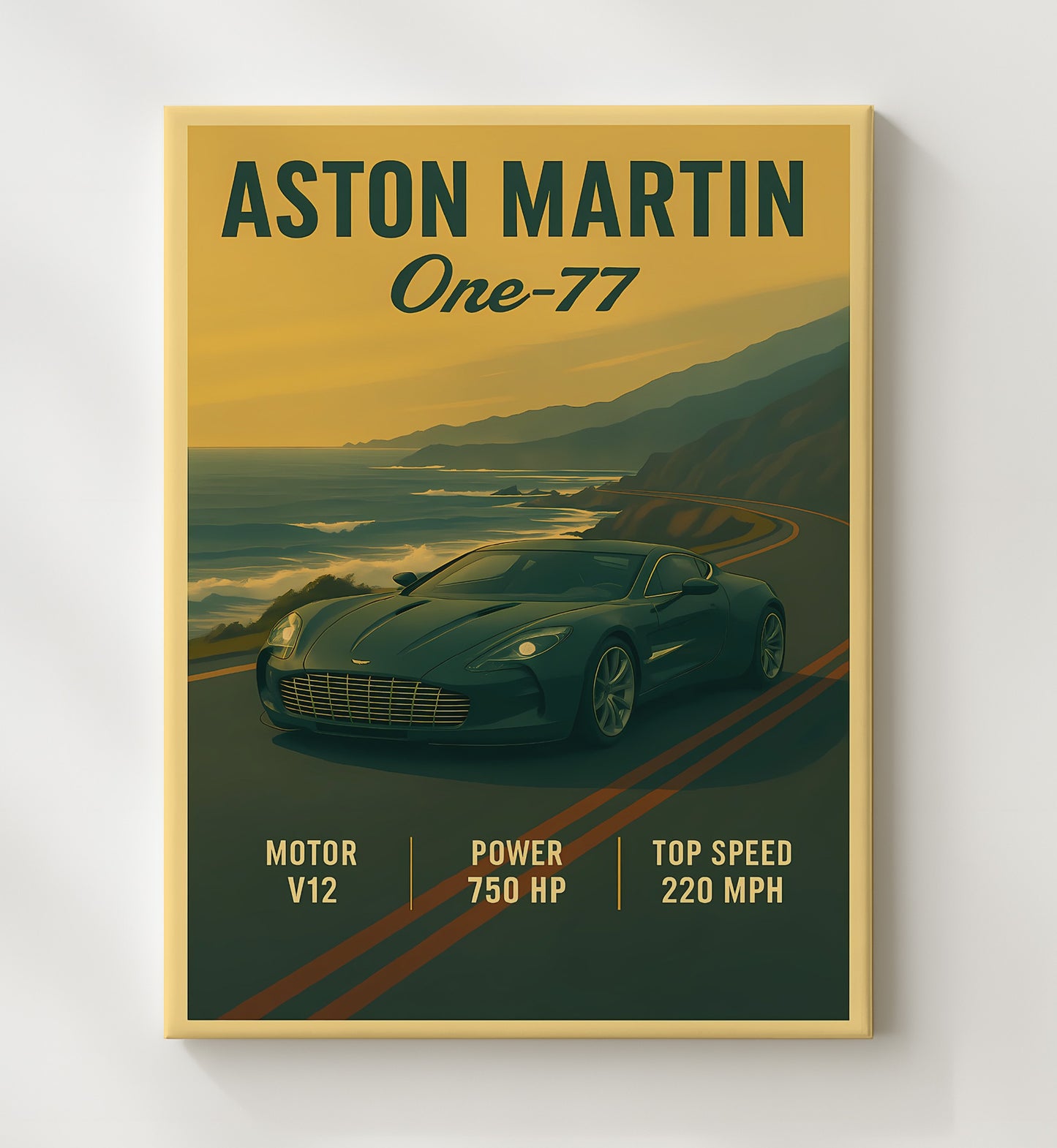 Aston Martin One 77 Limited Hyper GT 16x20 Gallery Frame vintage automotive wall art