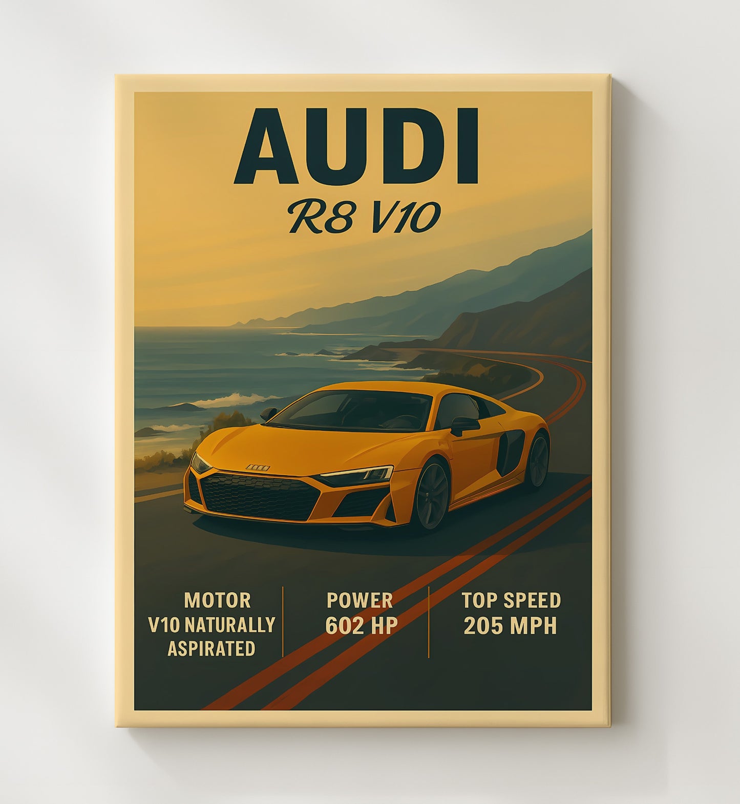 Audi R8 V10 Naturally Aspirated Supercar 16x20 Gallery Frame vintage automotive wall art