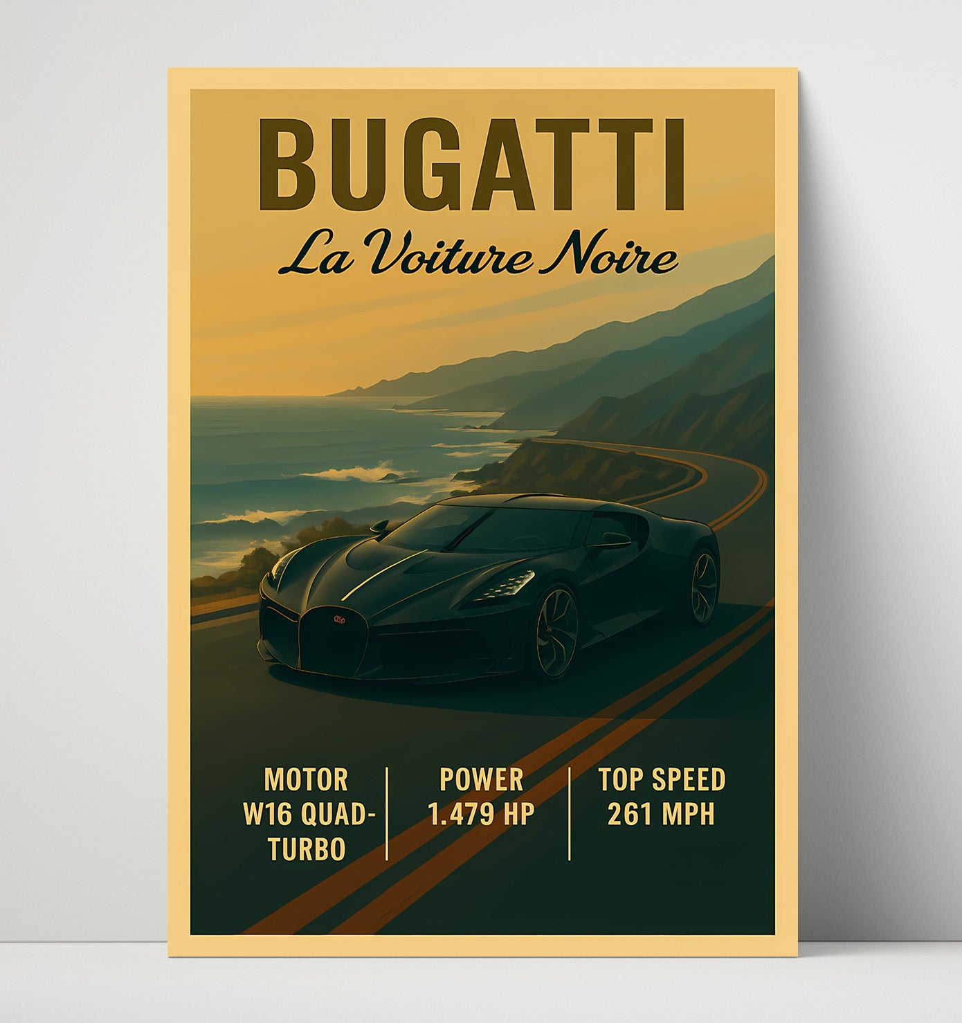 Bugatti La Voiture Noire Ultra Luxury One Off Vintage 16x20 Unframed Print automotive wall art print – Automotive Wall Art decor