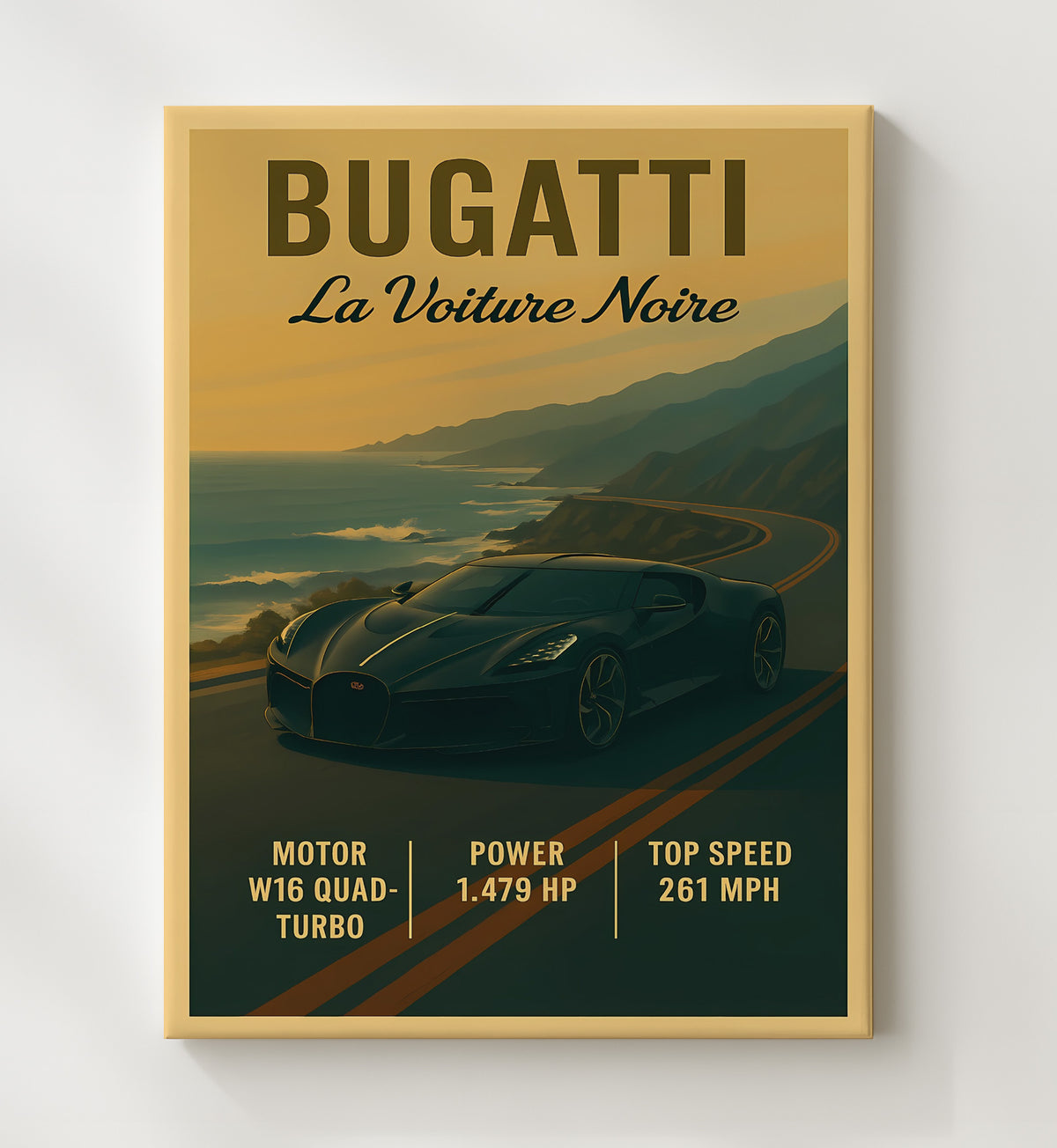 Bugatti La Voiture Noire Ultra Luxury One-Off 16x20 Gallery Frame vintage automotive wall art