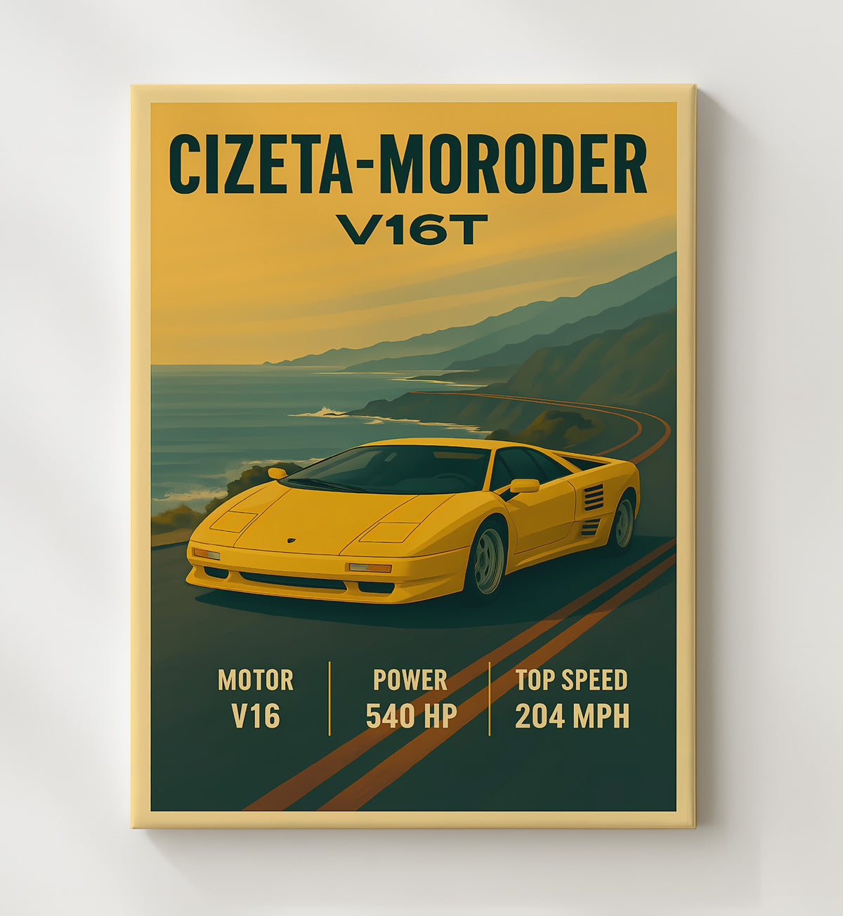 Cizeta Moroder V16T Rare V16 Exotic 16x20 Gallery Frame vintage automotive wall art