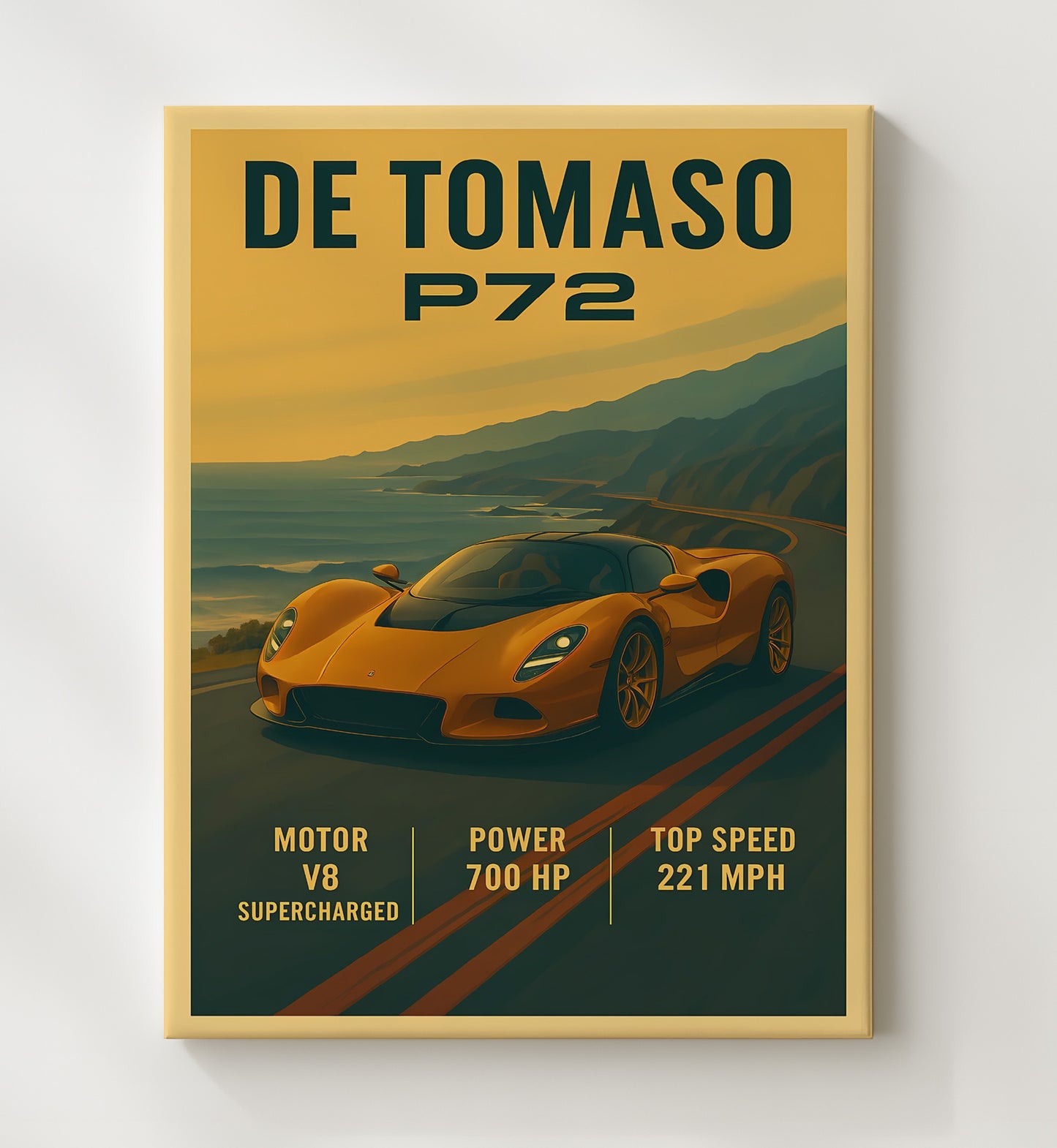 De Tomaso P72 Retro Modern Exotic 16x20 Gallery Frame vintage automotive wall art