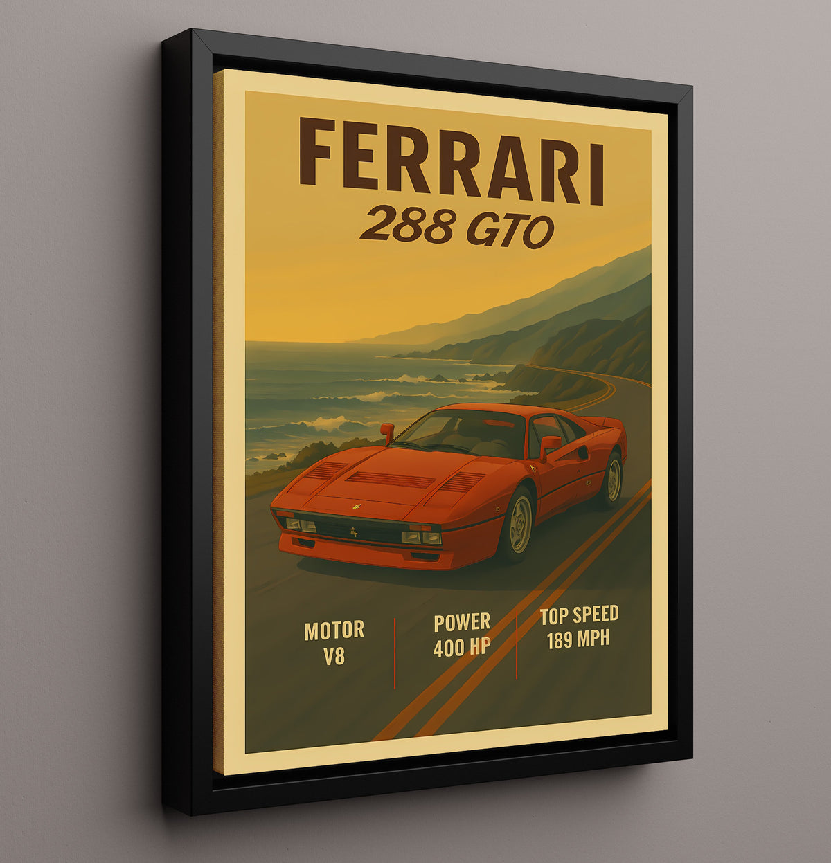 Ferrari 288 GTO Twin-Turbo Homologation Coupe 20x24 Canvas vintage automotive wall art