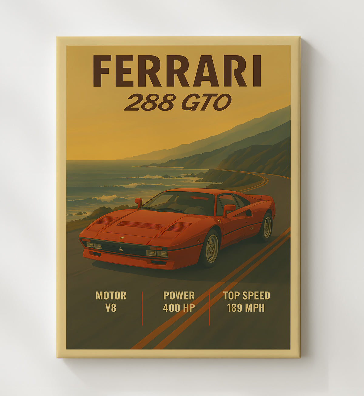 Ferrari 288 GTO Twin-Turbo Homologation Coupe 16x20 Gallery Frame vintage automotive wall art