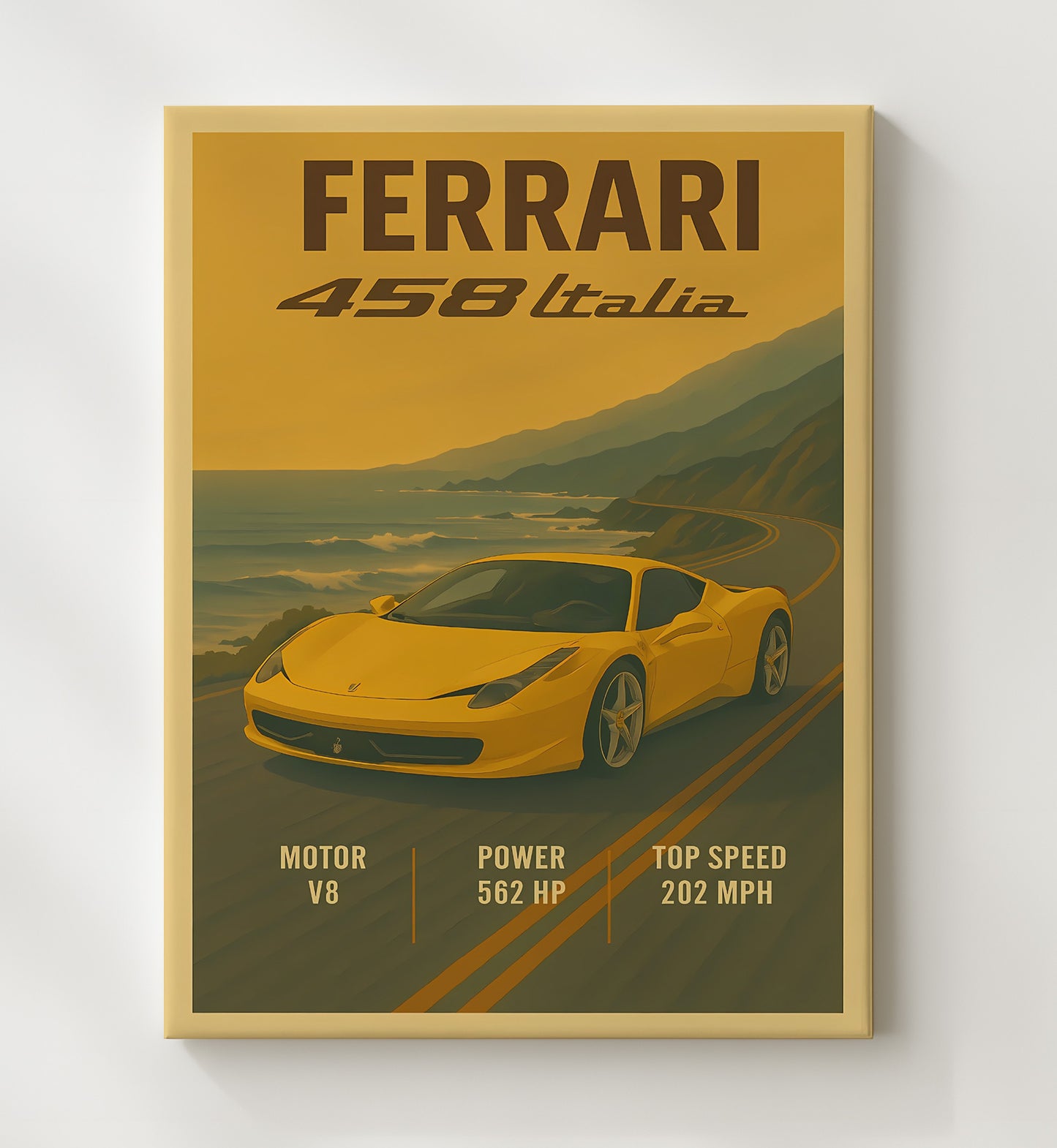 Ferrari 458 Italia Sculpted Side Intake Bodylines 16x20 Gallery Frame vintage automotive wall art