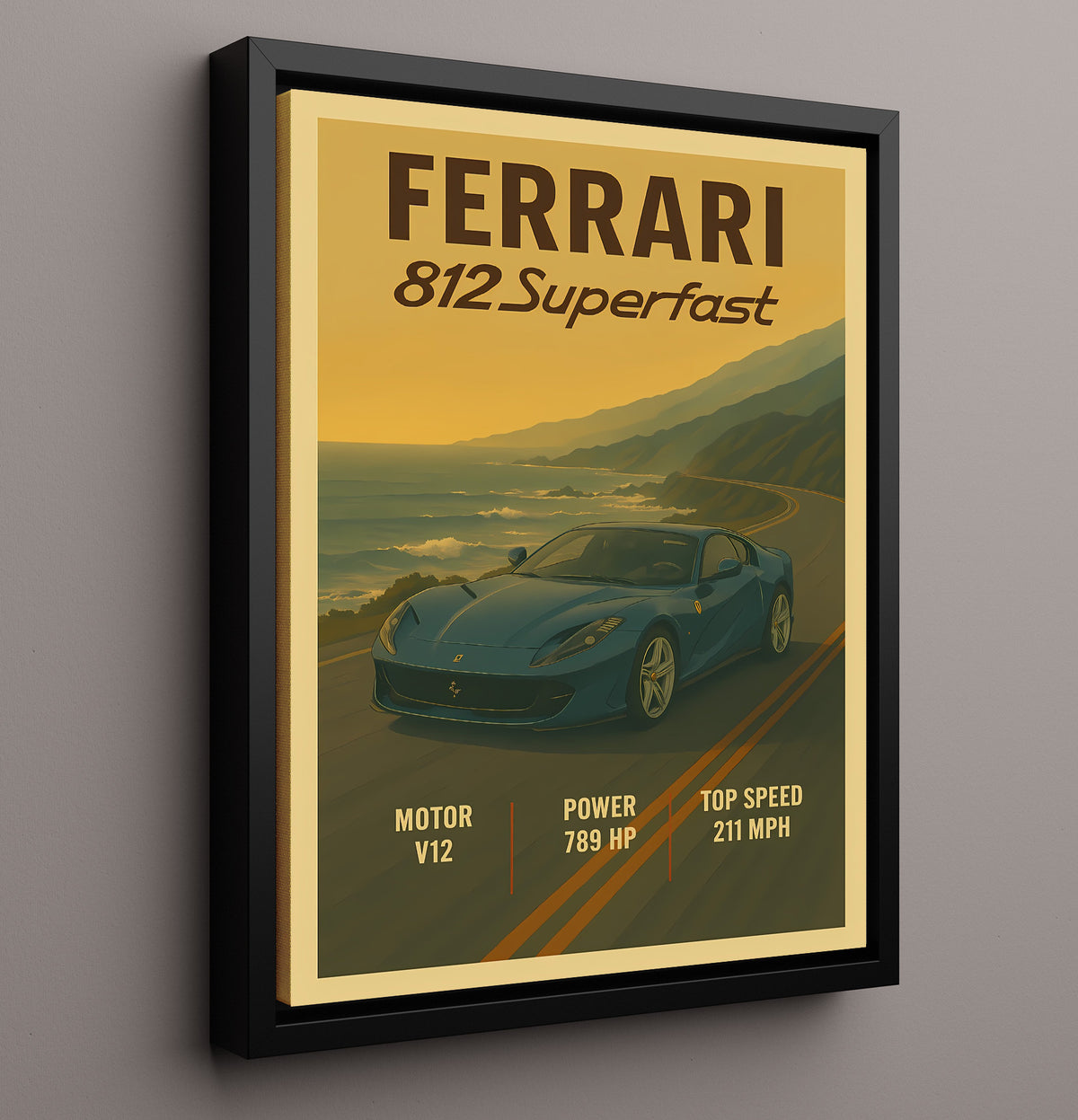 Ferrari 812 Superfast Front Engine V12 Grand Tourer 20x24 Canvas vintage automotive wall art