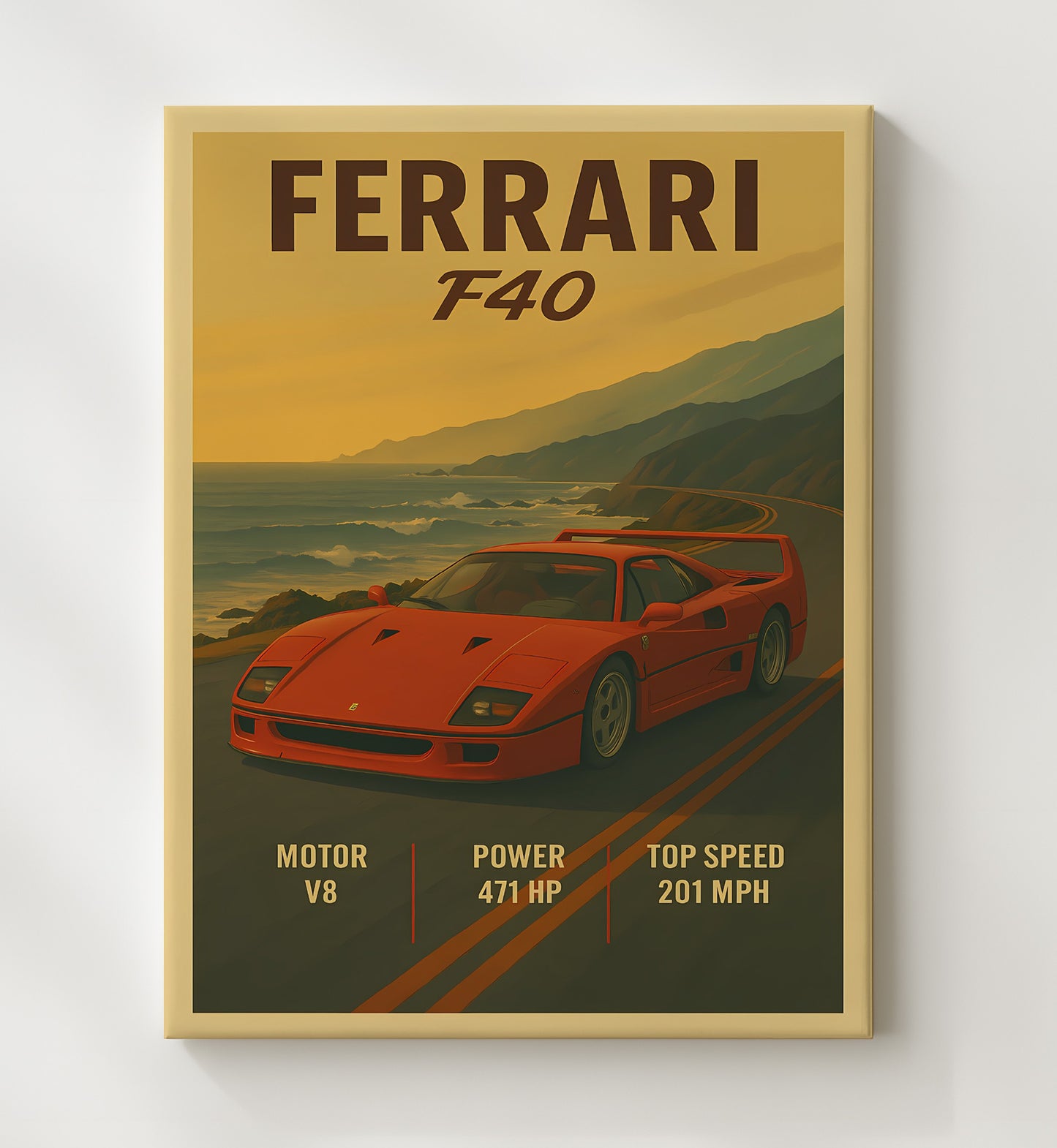 Ferrari F40 Twin-Turbo Rear Wing 16x20 Gallery Frame vintage automotive wall art