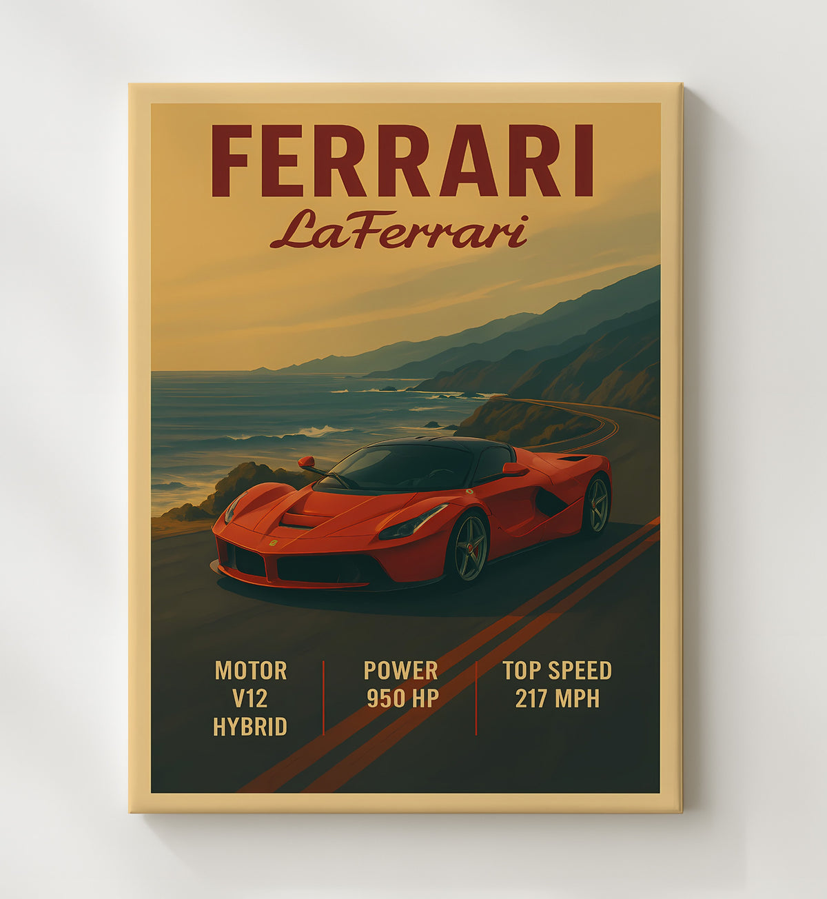 Ferrari LaFerrari Hybrid Hypercar Flagship 16x20 Gallery Frame vintage automotive wall art