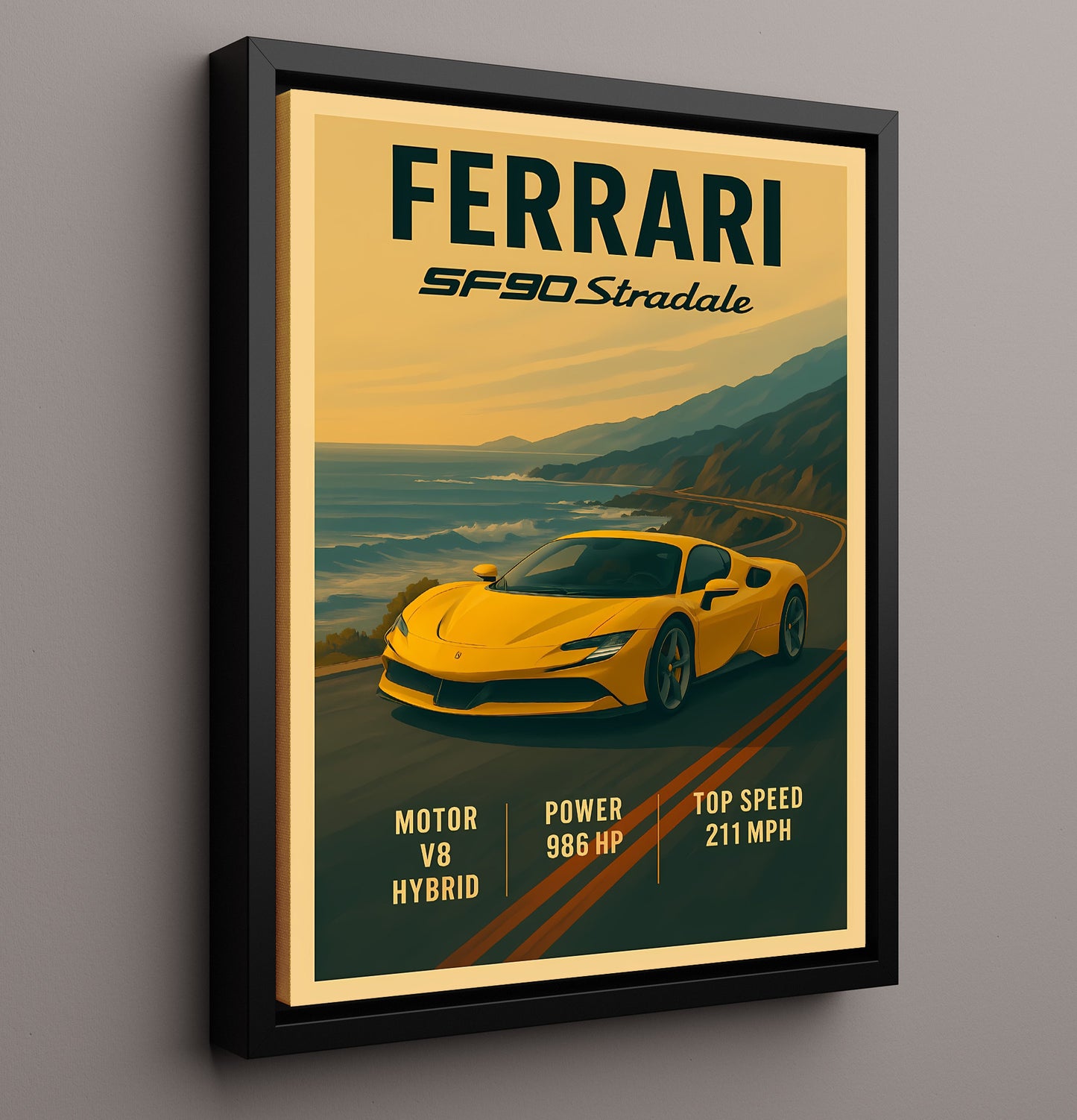 Ferrari SF90 Stradale Hybrid AWD Performance 20x24 Canvas vintage automotive wall art