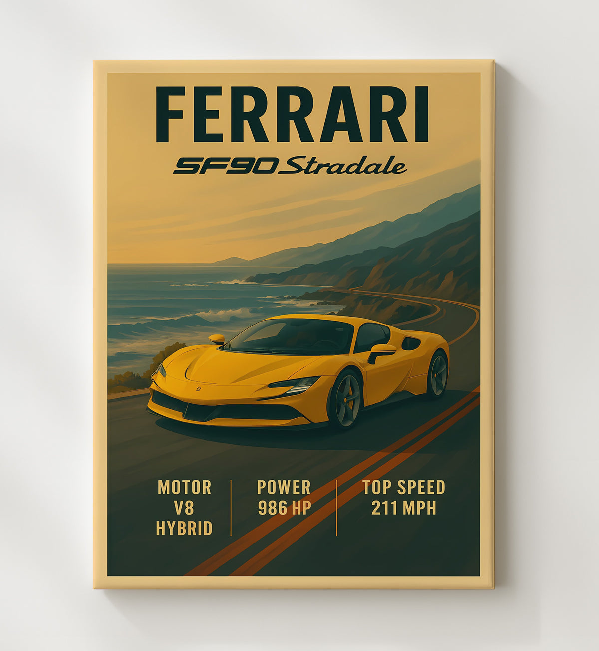 Ferrari SF90 Stradale Hybrid AWD Performance 16x20 Gallery Frame vintage automotive wall art