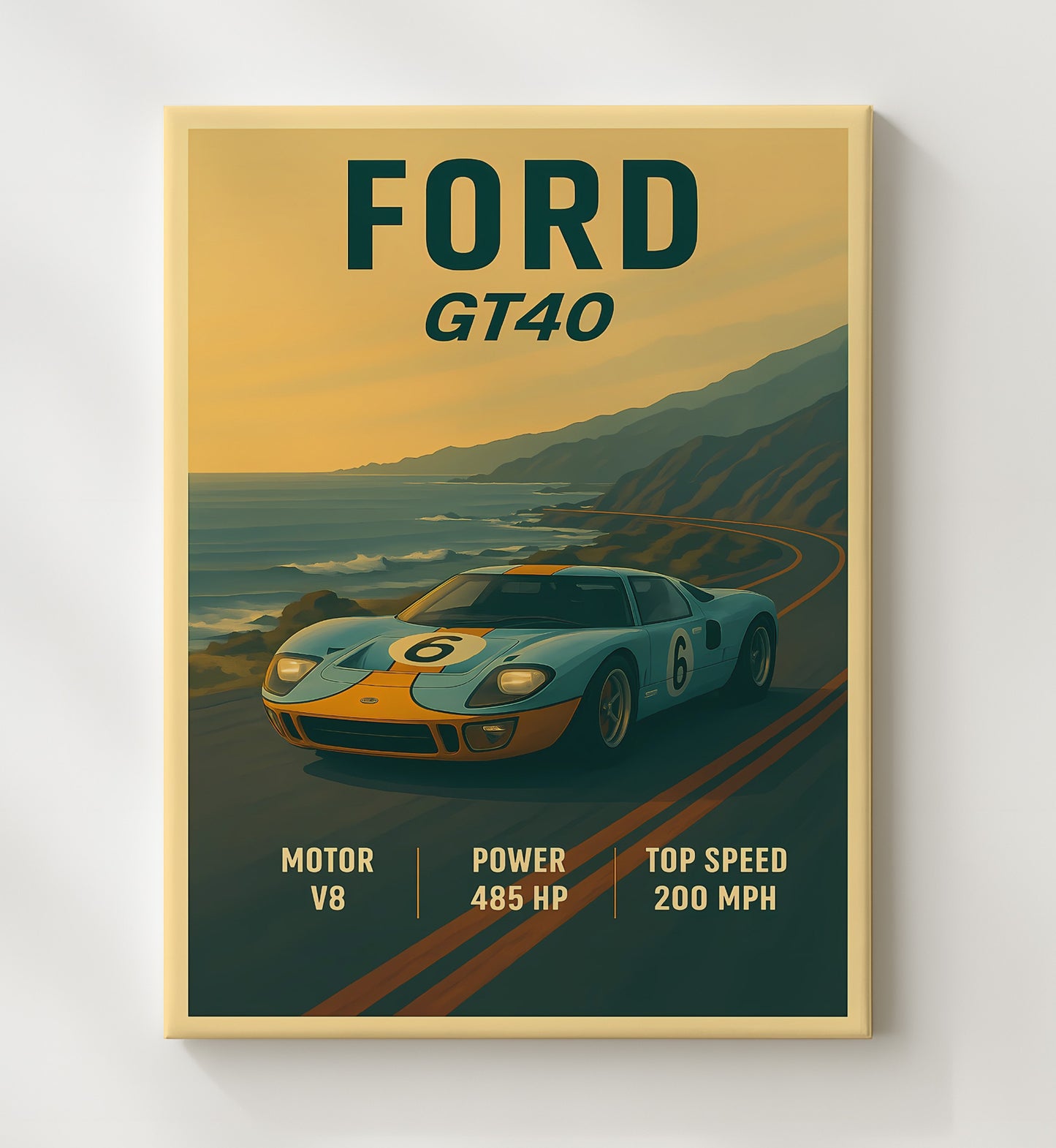 Ford GT40 Gulf Racing Livery 16x20 Gallery Frame vintage automotive wall art