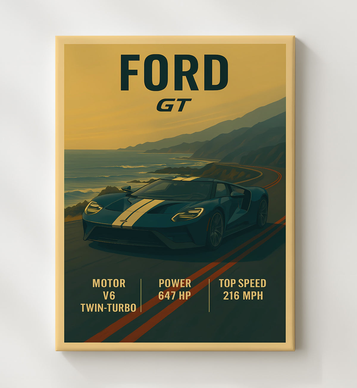 Ford GT Modern Twin-Turbo Supercar 16x20 Gallery Frame vintage automotive wall art
