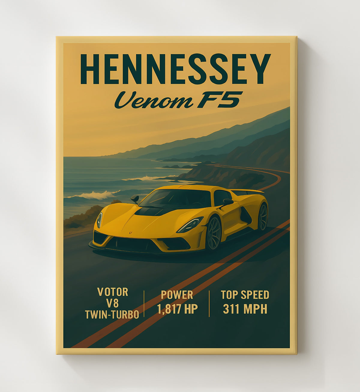 Hennessey Venom F5 1800HP Hypercar 16x20 Gallery Frame vintage automotive wall art