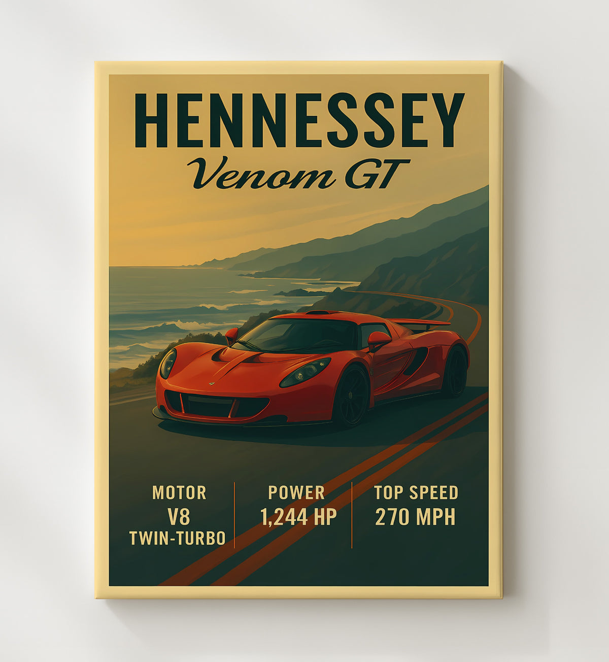 Hennessey Venom GT Twin-Turbo Hypercar 16x20 Gallery Frame vintage automotive wall art