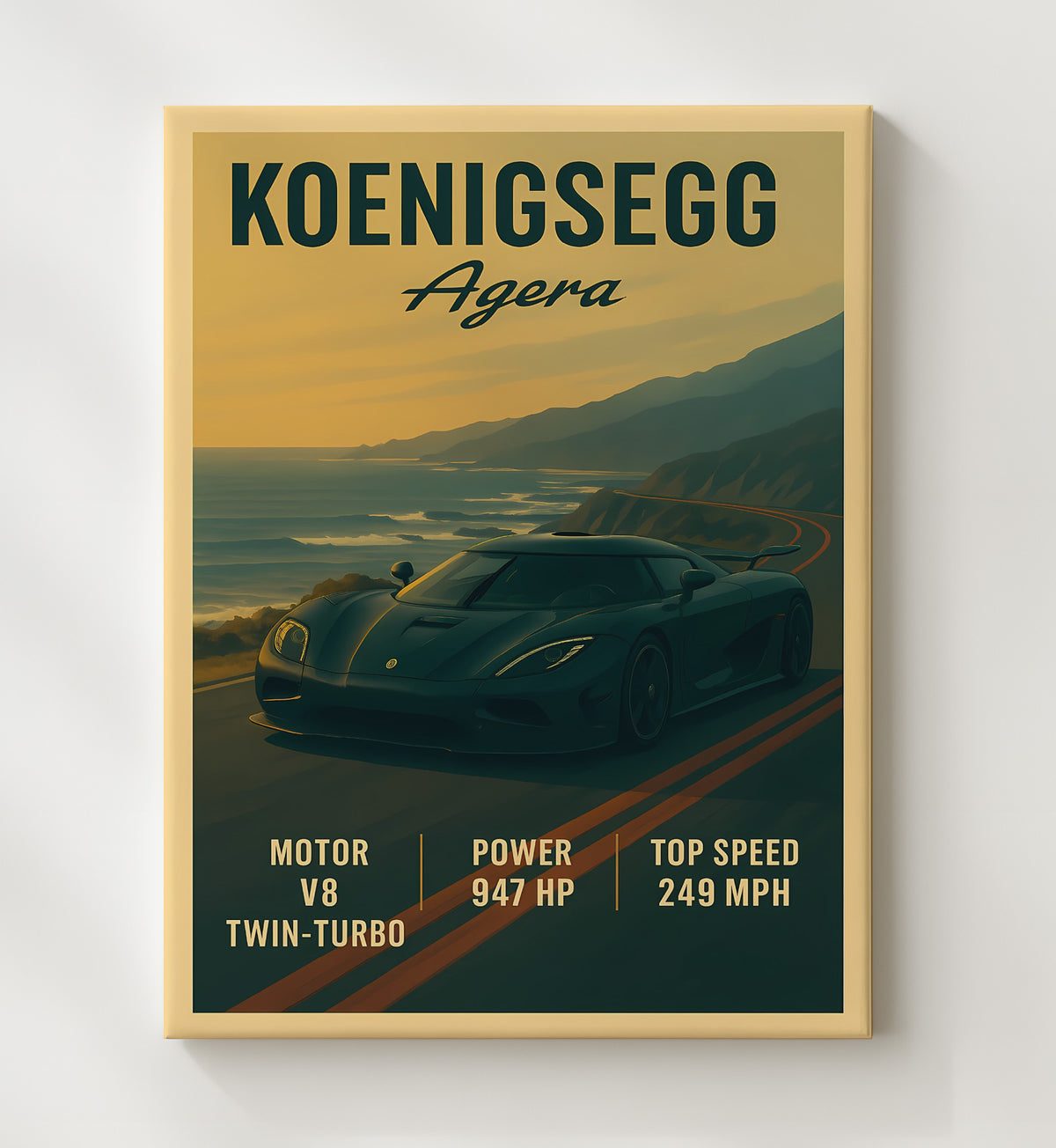 Koenigsegg Agera Twin-Turbo V8 Hypercar 16x20 Gallery Frame vintage automotive wall art