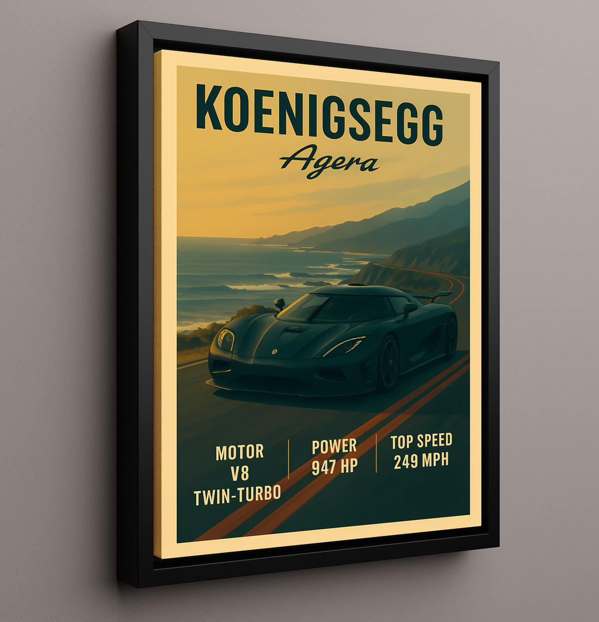Koenigsegg Agera Twin-Turbo V8 Hypercar 20x24 Canvas vintage automotive wall art