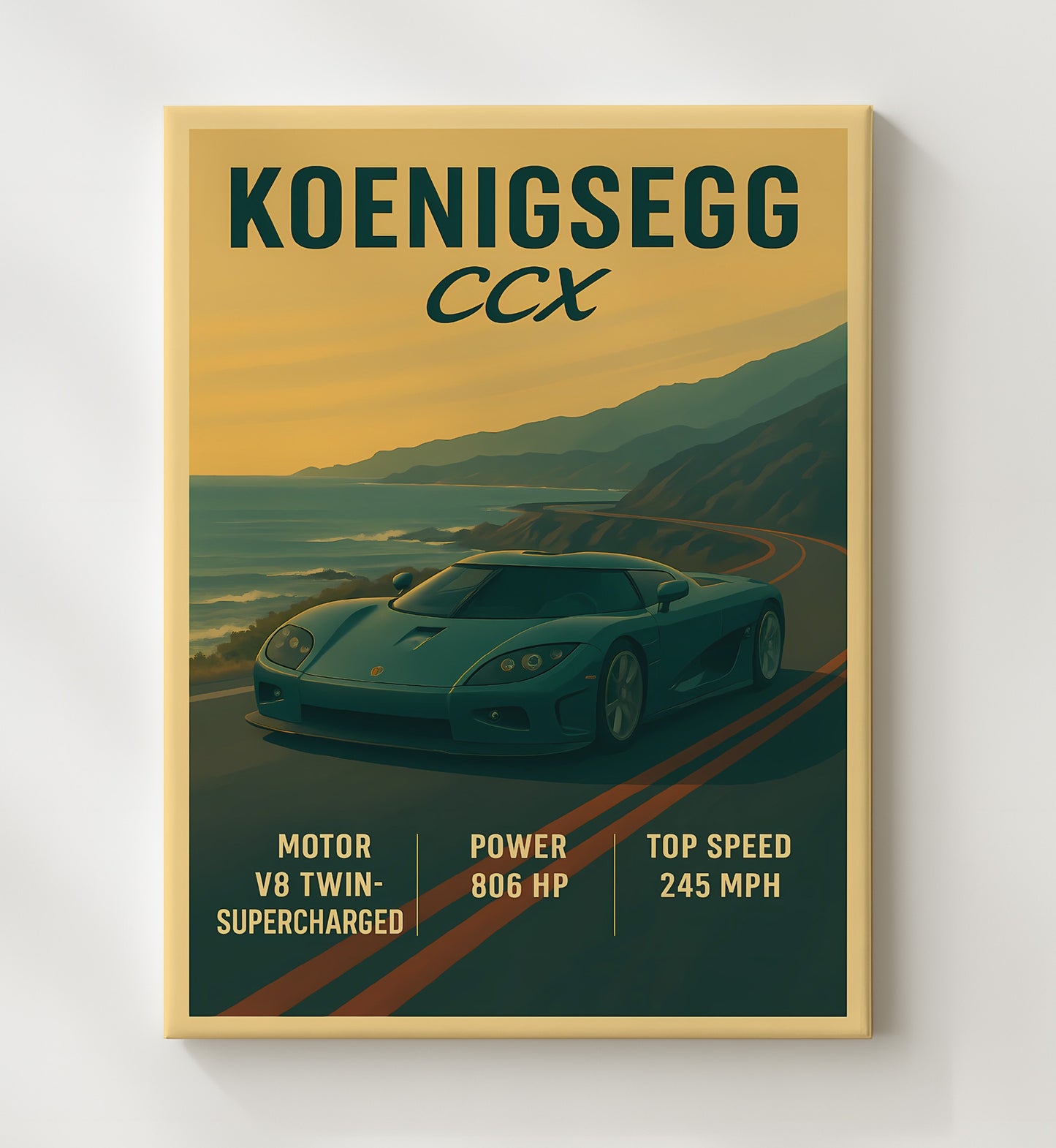 Koenigsegg CCX Twin Supercharged V8 16x20 Gallery Frame vintage automotive wall art