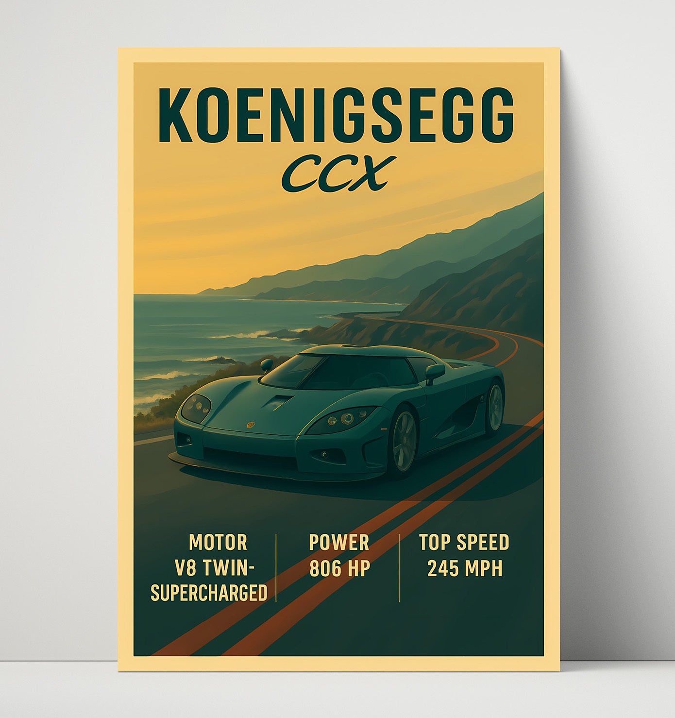 Koenigsegg CCX Twin Supercharged V8 Vintage 16x20 Unframed Print automotive wall art print – Automotive Wall Art decor