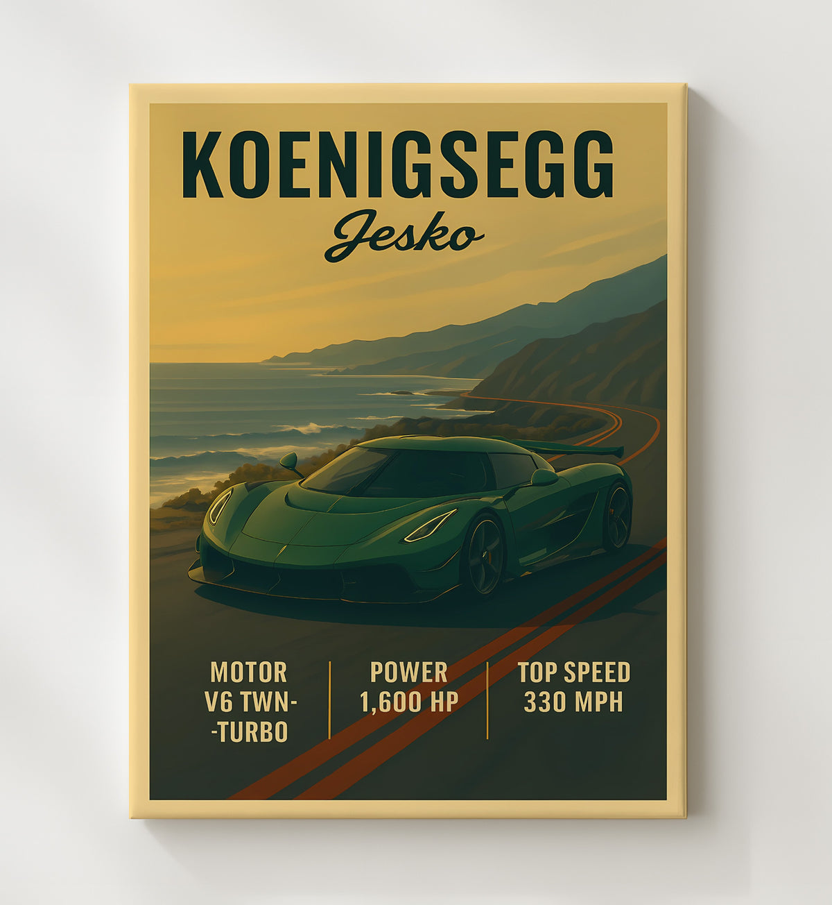 Koenigsegg Jesko 1600HP Hypercar 16x20 Gallery Frame vintage automotive wall art