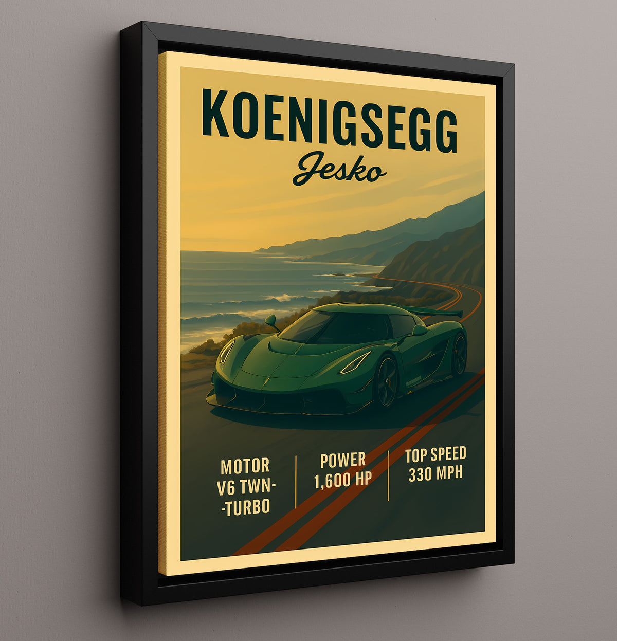 Koenigsegg Jesko 1600HP Hypercar 20x24 Canvas vintage automotive wall art