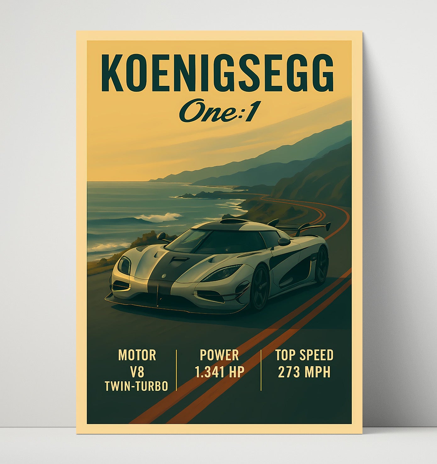Koenigsegg One 1 Megacar Legend Vintage 16x20 Unframed Print automotive wall art print – Automotive Wall Art decor