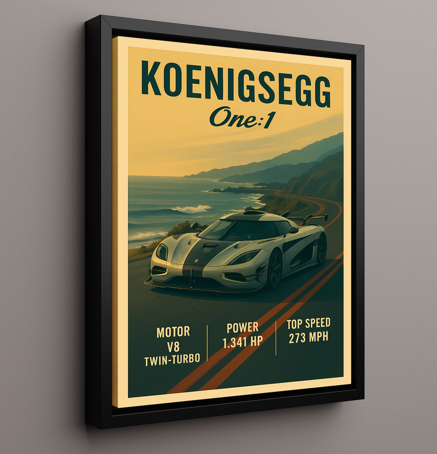 Koenigsegg One 1 Megacar Legend 20x24 Canvas vintage automotive wall art