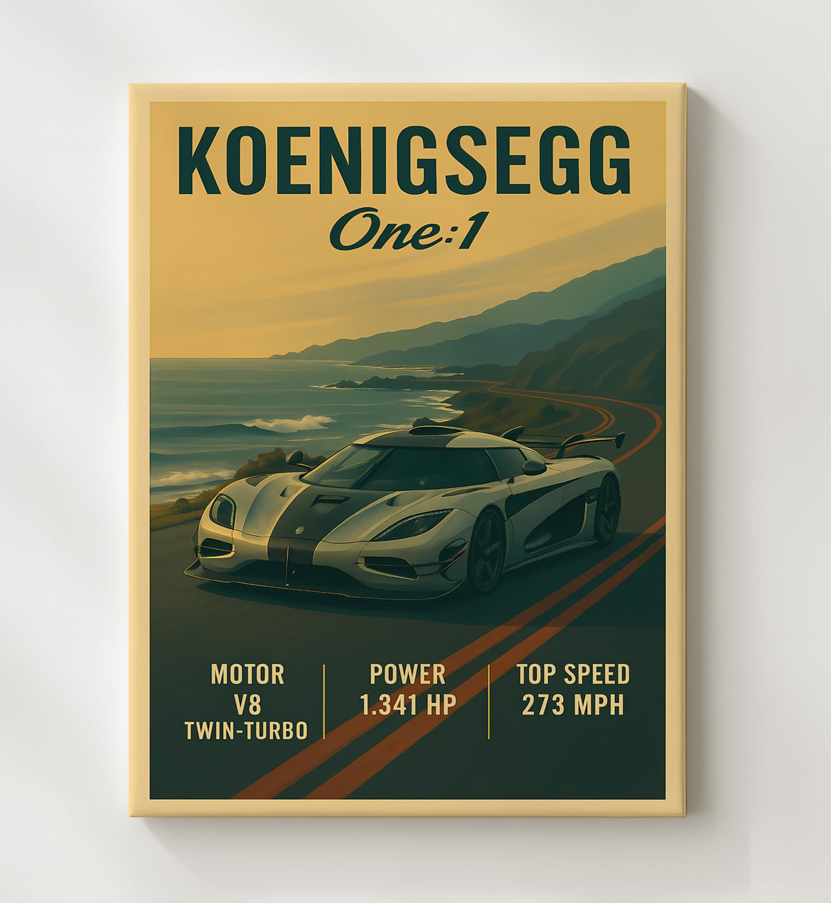Koenigsegg One 1 Megacar Legend 16x20 Gallery Frame vintage automotive wall art